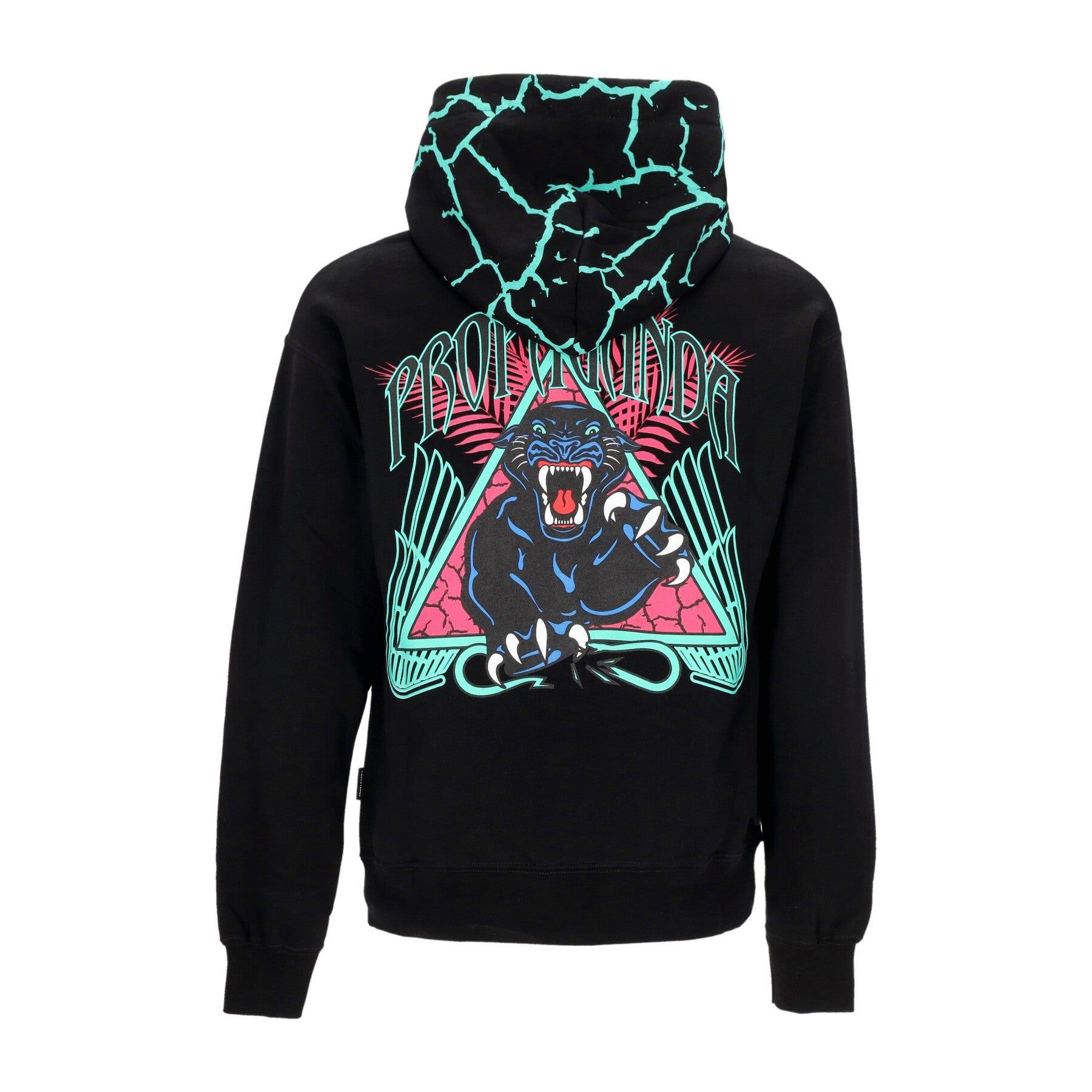 Propaganda, Felpa Leggera Cappuccio Uomo Triangle Panther Hoodie, Black