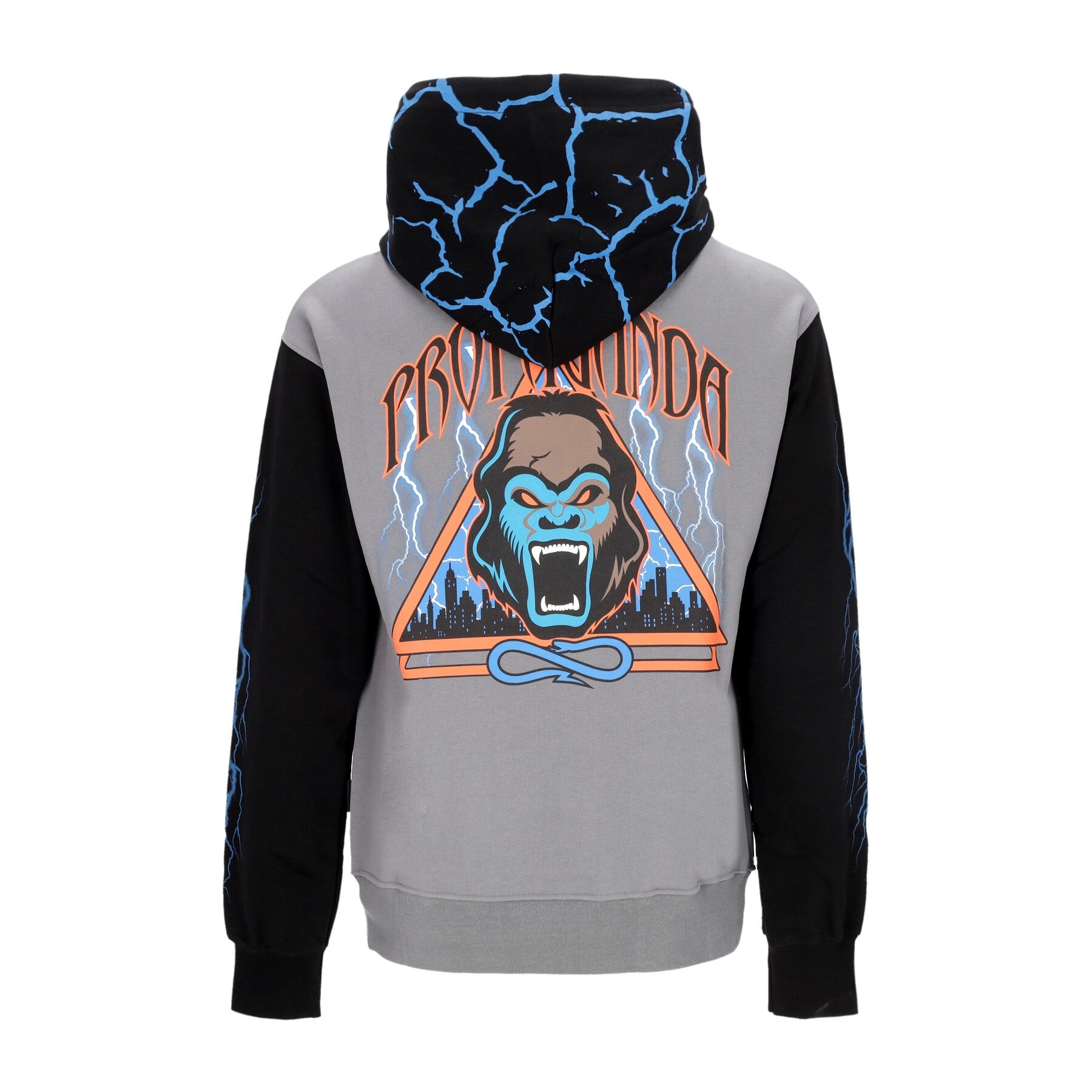 Propaganda, Felpa Leggera Cappuccio Uomo Triangle Gorilla Hoodie, Grey