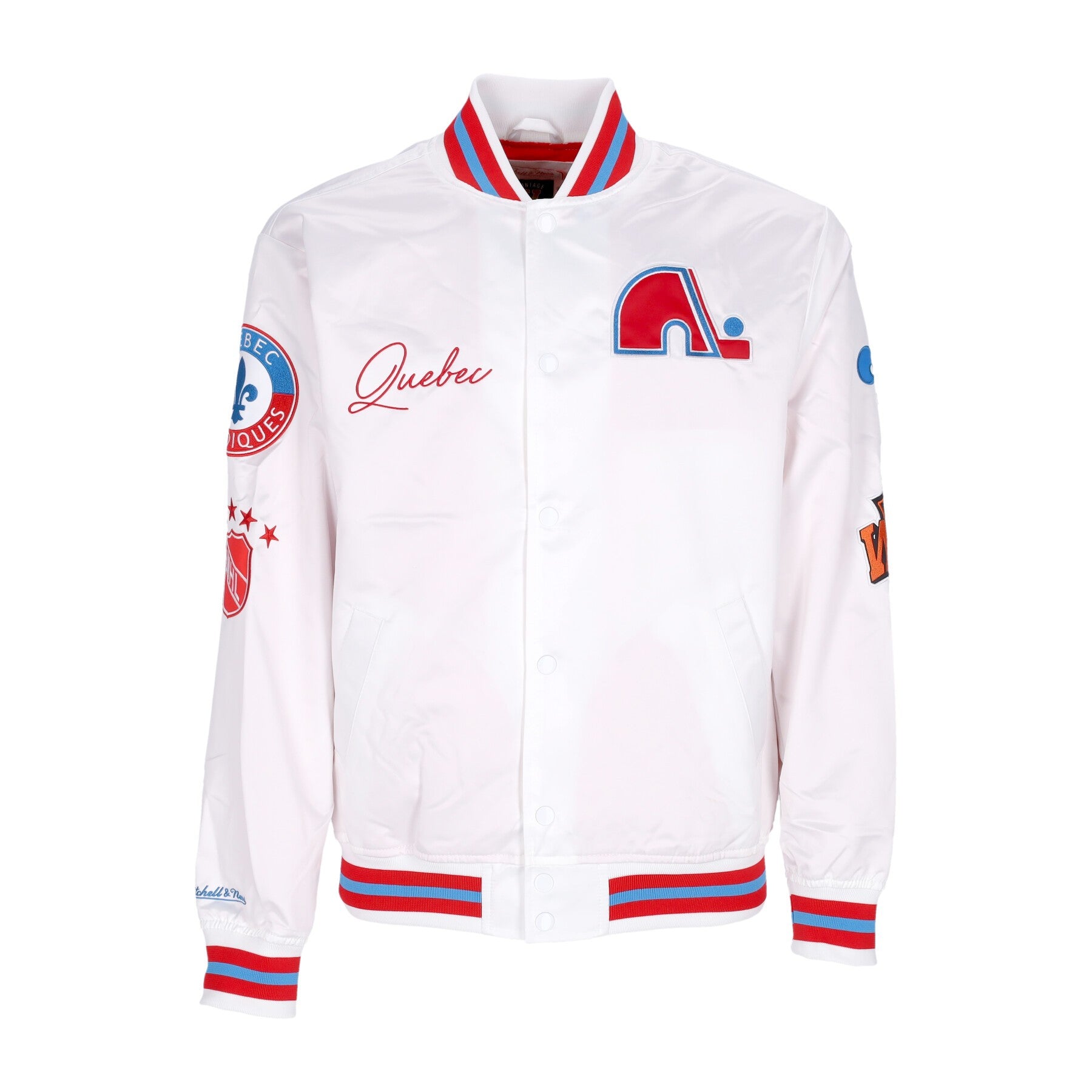 NHL Hometown LW Chaqueta de satén quenor chaqueta de bombardero blanco