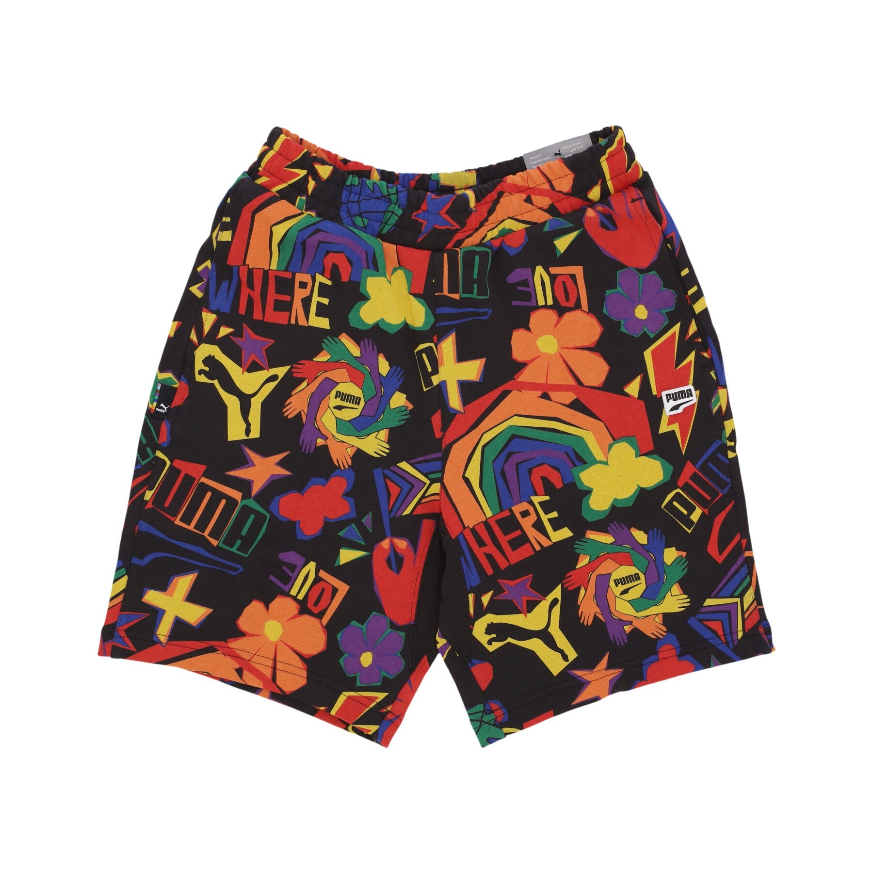 Puma, Pantalone Corto Tuta Uomo Downtown Pride All Over Print Short, Black/all Over Print