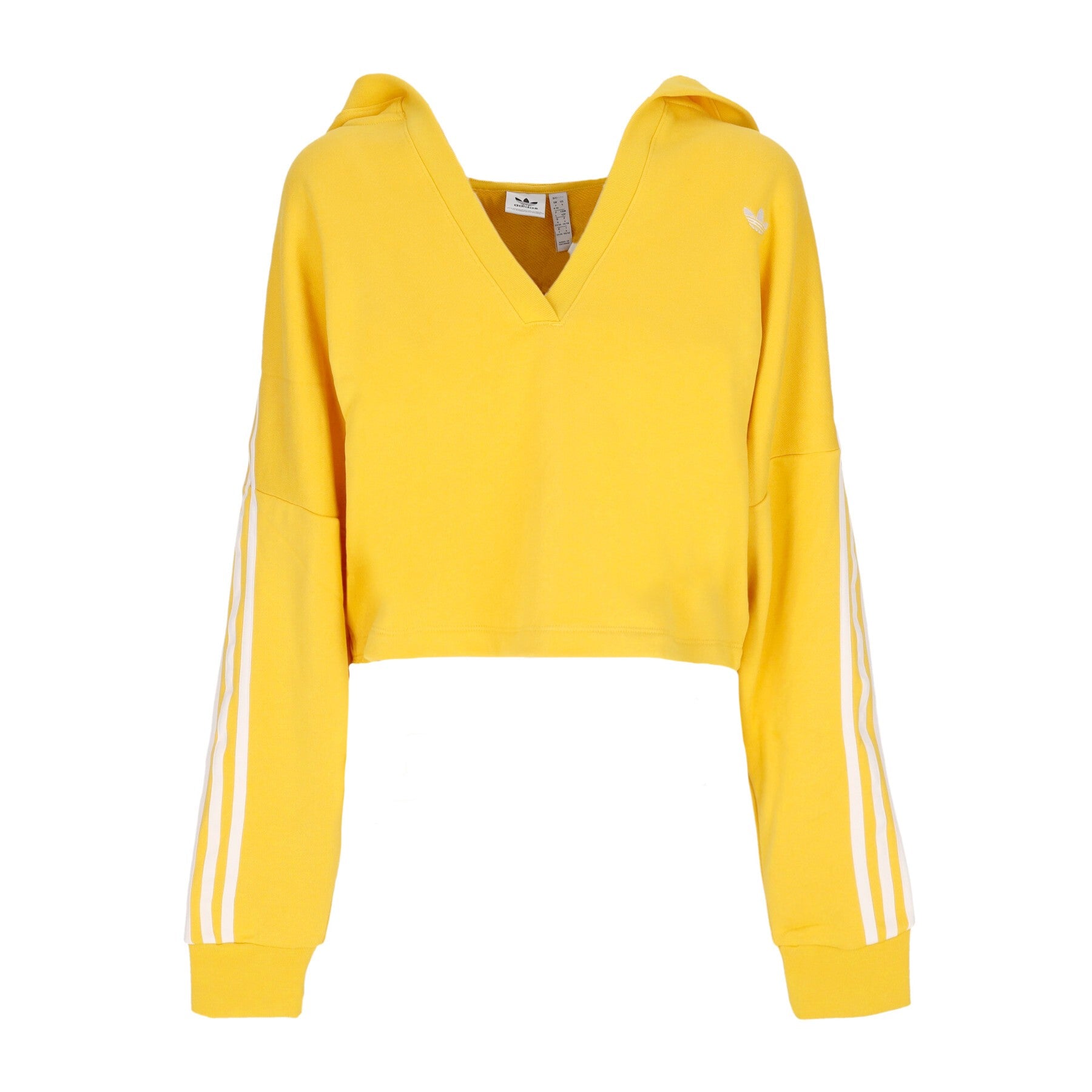 Adidas, Felpa Leggera Cappuccio Corta Donna V-neck Cropped Hoodie, Bold Gold