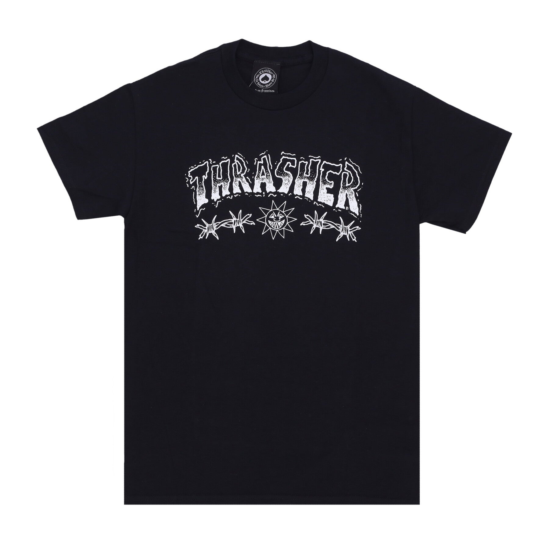 Thrasher, Maglietta Uomo Barbed Wire Tee, Black