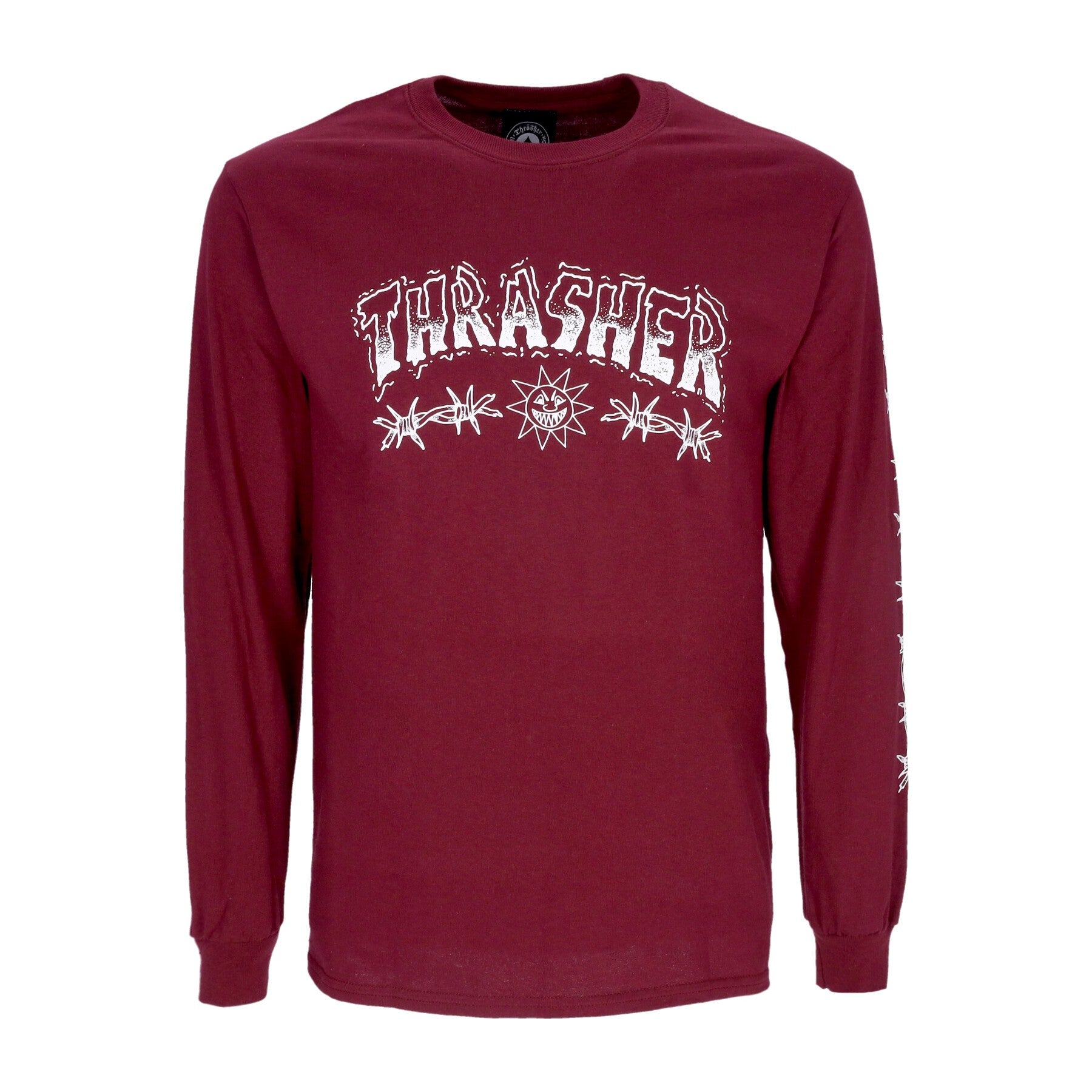 Thrasher, Maglietta Manica Lunga Uomo Barbed Wire L/s Tee, Maroon