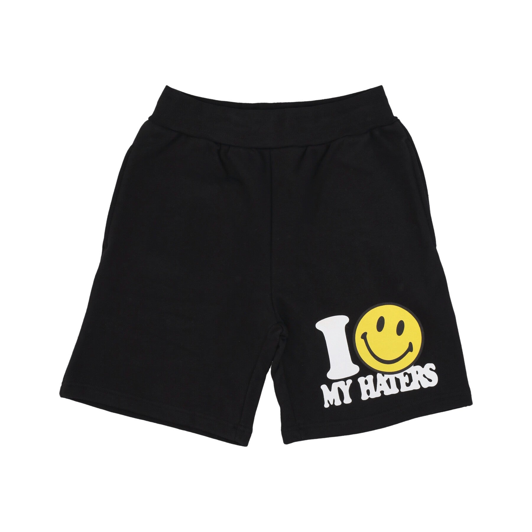 Market, Pantalone Corto Tuta Felpato Uomo Smiley Haters Sweatshorts, Black