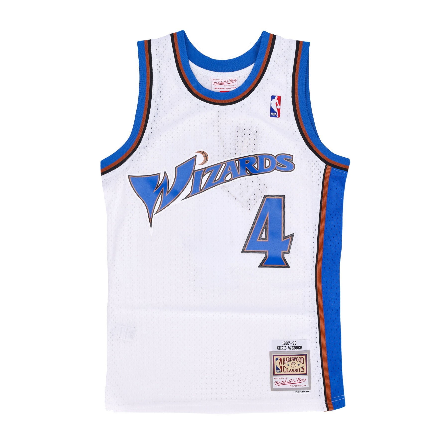 Mitchell & Ness, Canotta Basket Uomo Nba Home Jersey Hardwood Classics No 4 Chris Webber 1997-98 Waswiz, White/original Team Colors