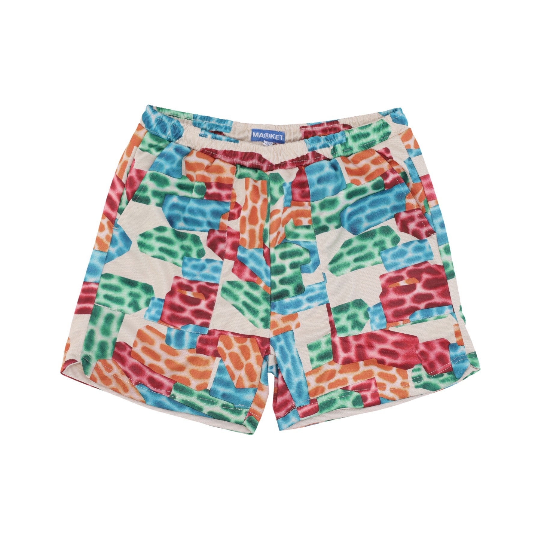 Market, Pantaloncino Tipo Basket Uomo Building Blocks Mesh Shorts, Cream