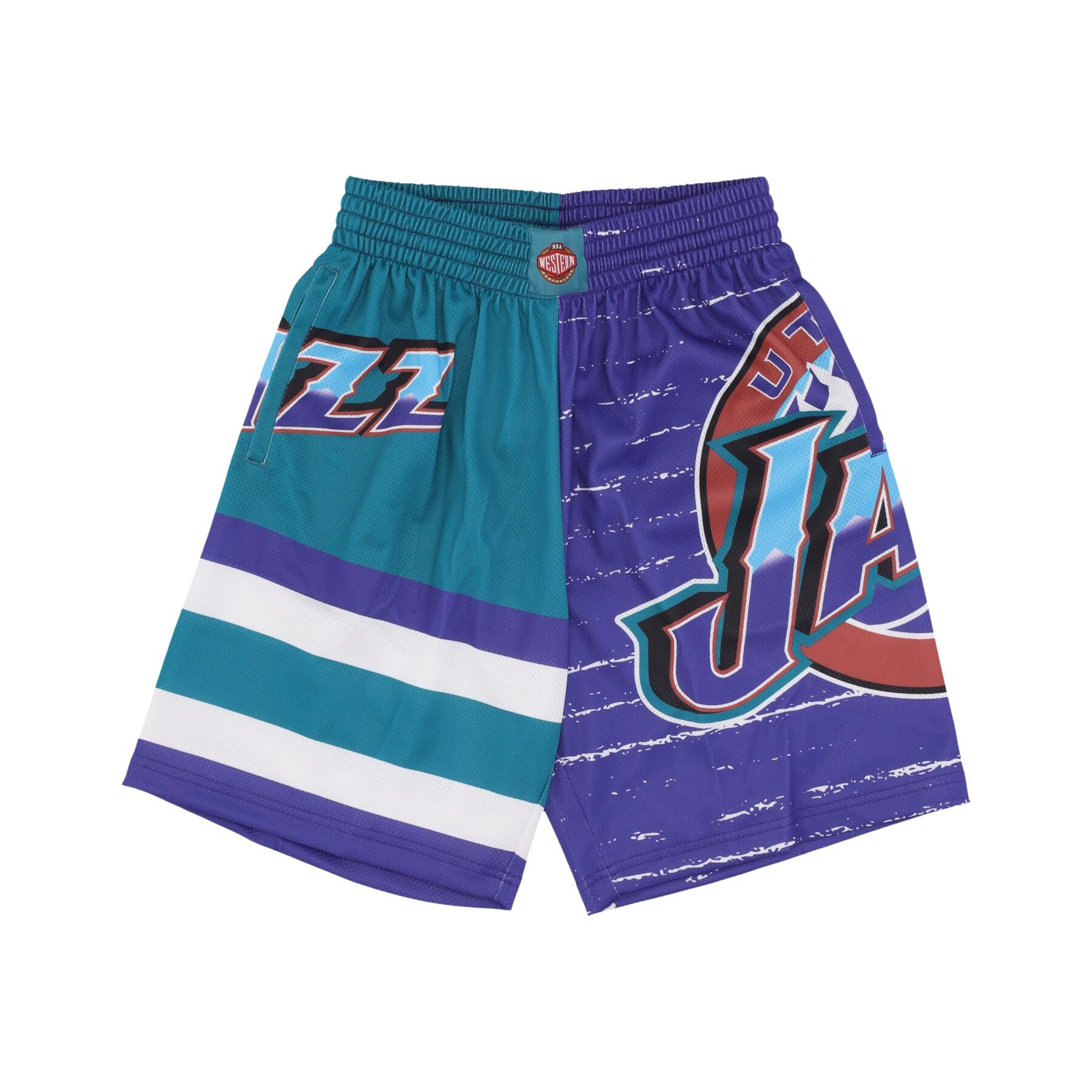 Mitchell & Ness, Pantaloncino Basket Uomo Nba Jumbotron 3.0 Shorts Utajaz, Multi/white