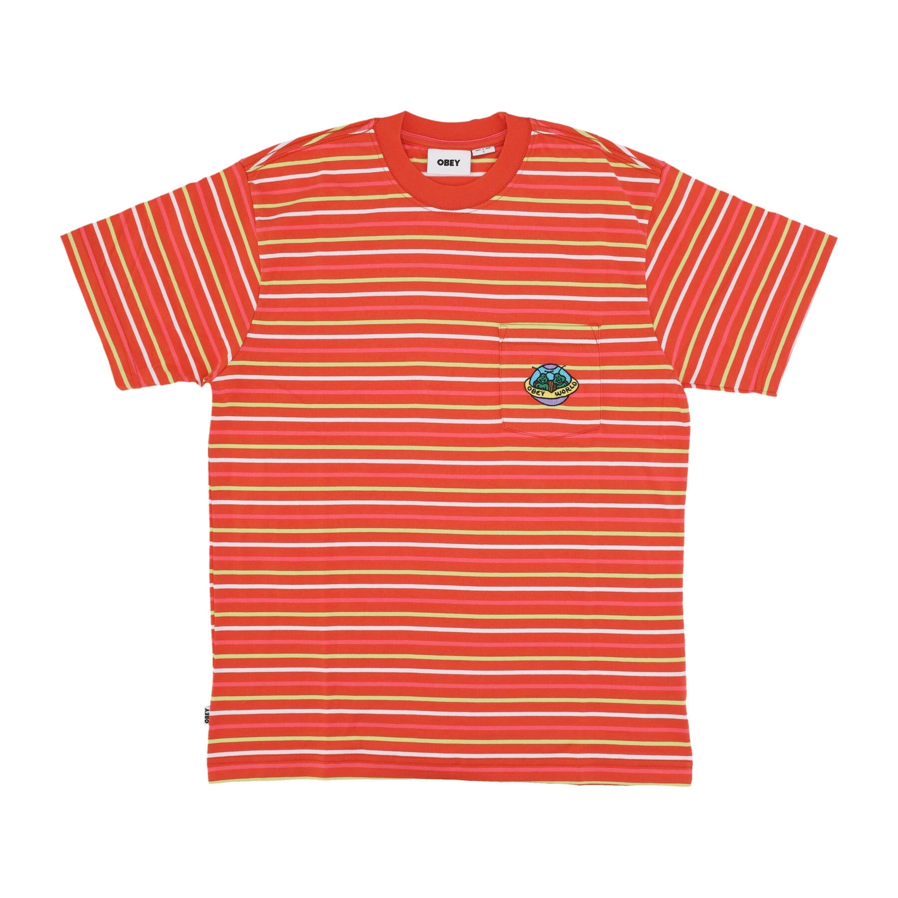 Obey, Maglietta Uomo Planet Pocket Tee, Roobios Multi