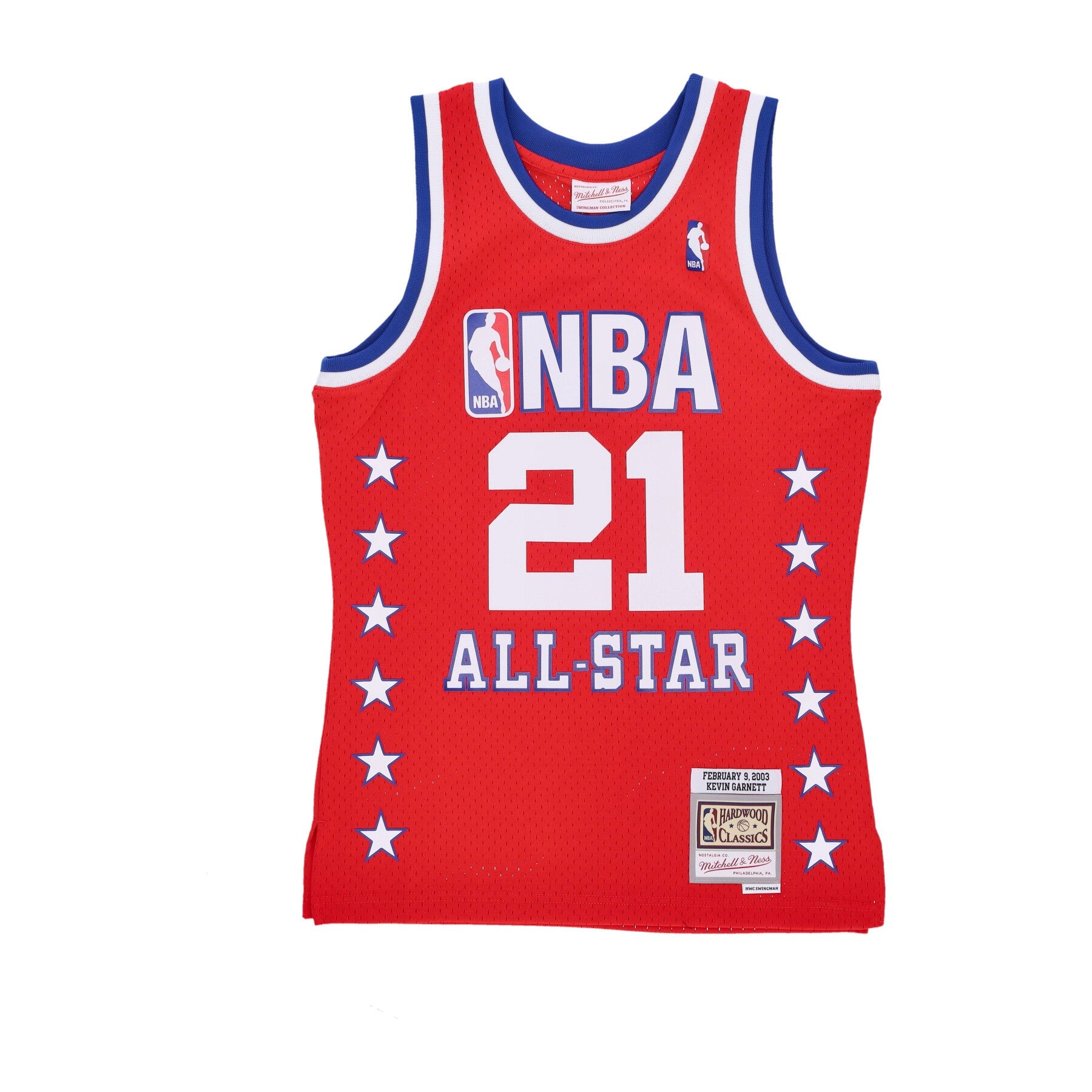 Mitchell & Ness, Canotta Basket Uomo Nba Swingman Jersey Hardwood Classics  No 21 Kevin Garnett Team West, Red