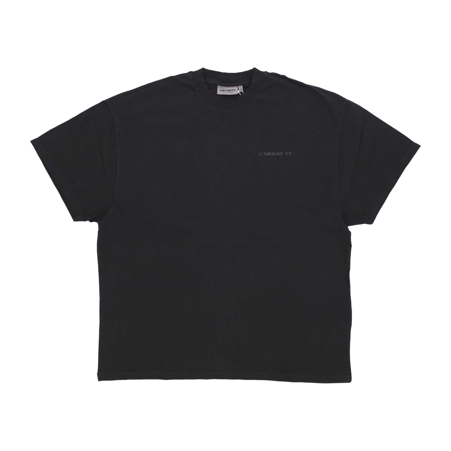 Carhartt Wip, Maglietta Donna Akron Tee, Black Pigment Garment Dyed