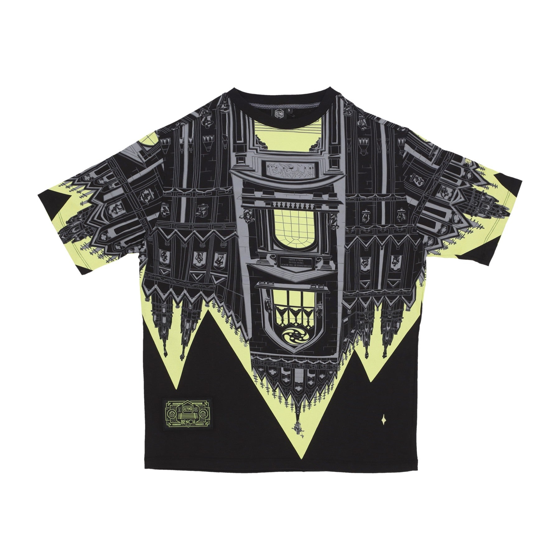 Dolly Noire, Maglietta Uomo Bench Duomo Over Tee, Black/lime