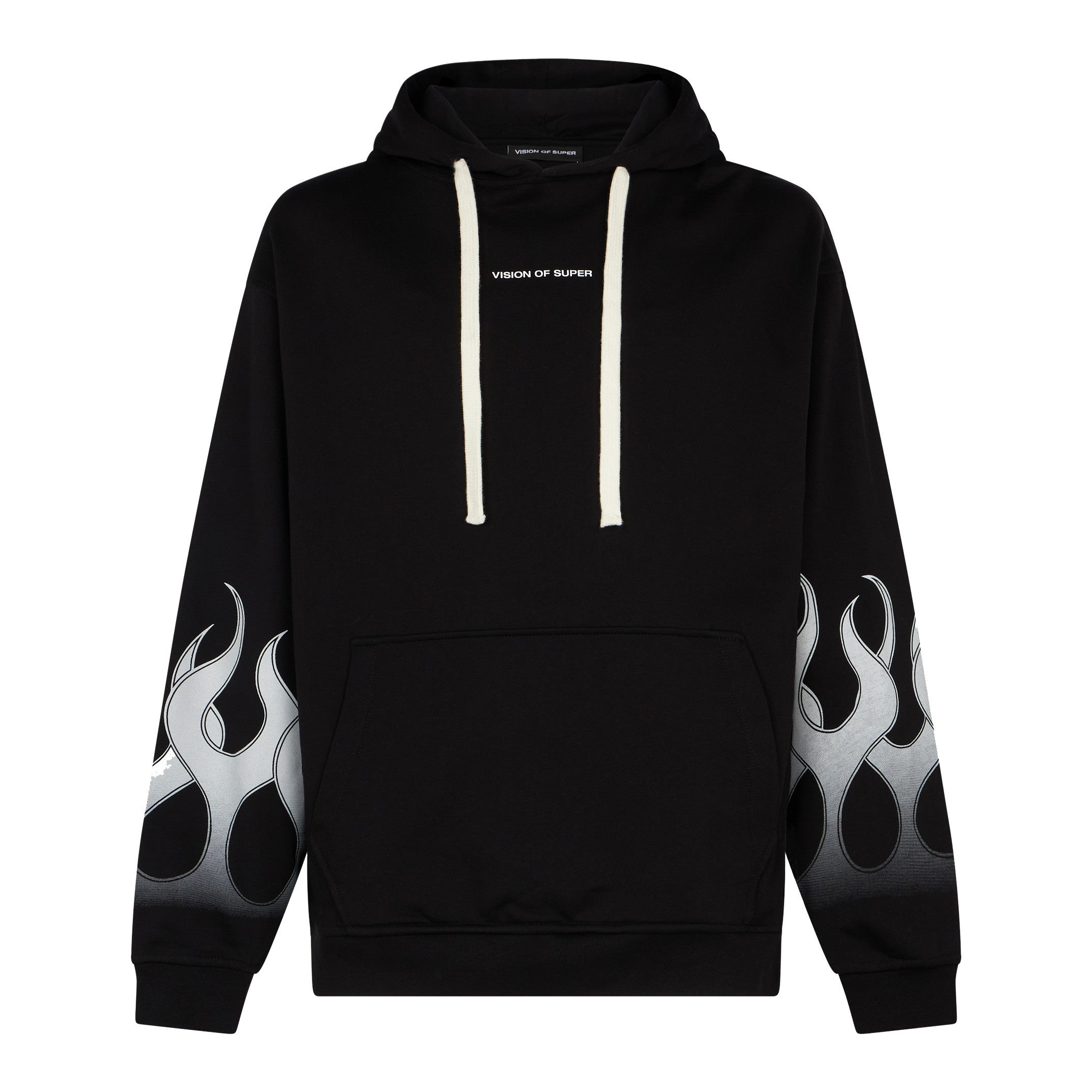 Vision Of Super, Felpa Leggera Cappuccio Uomo Racing Flames Hoodie, Black/white