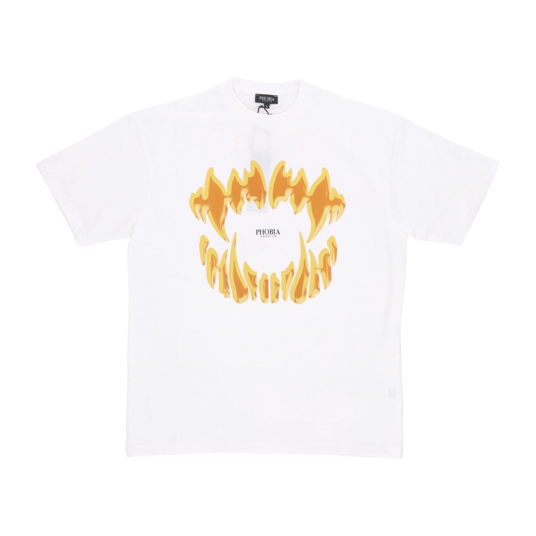 Phobia, Maglietta Uomo Mouth Print Tee, White/orange