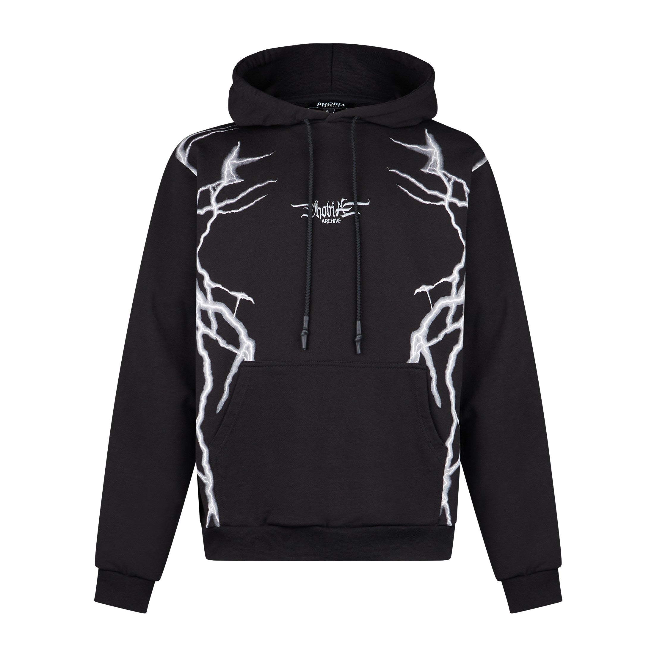 Phobia, Felpa Leggera Cappuccio Uomo New Lightning Hoodie, Black/grey