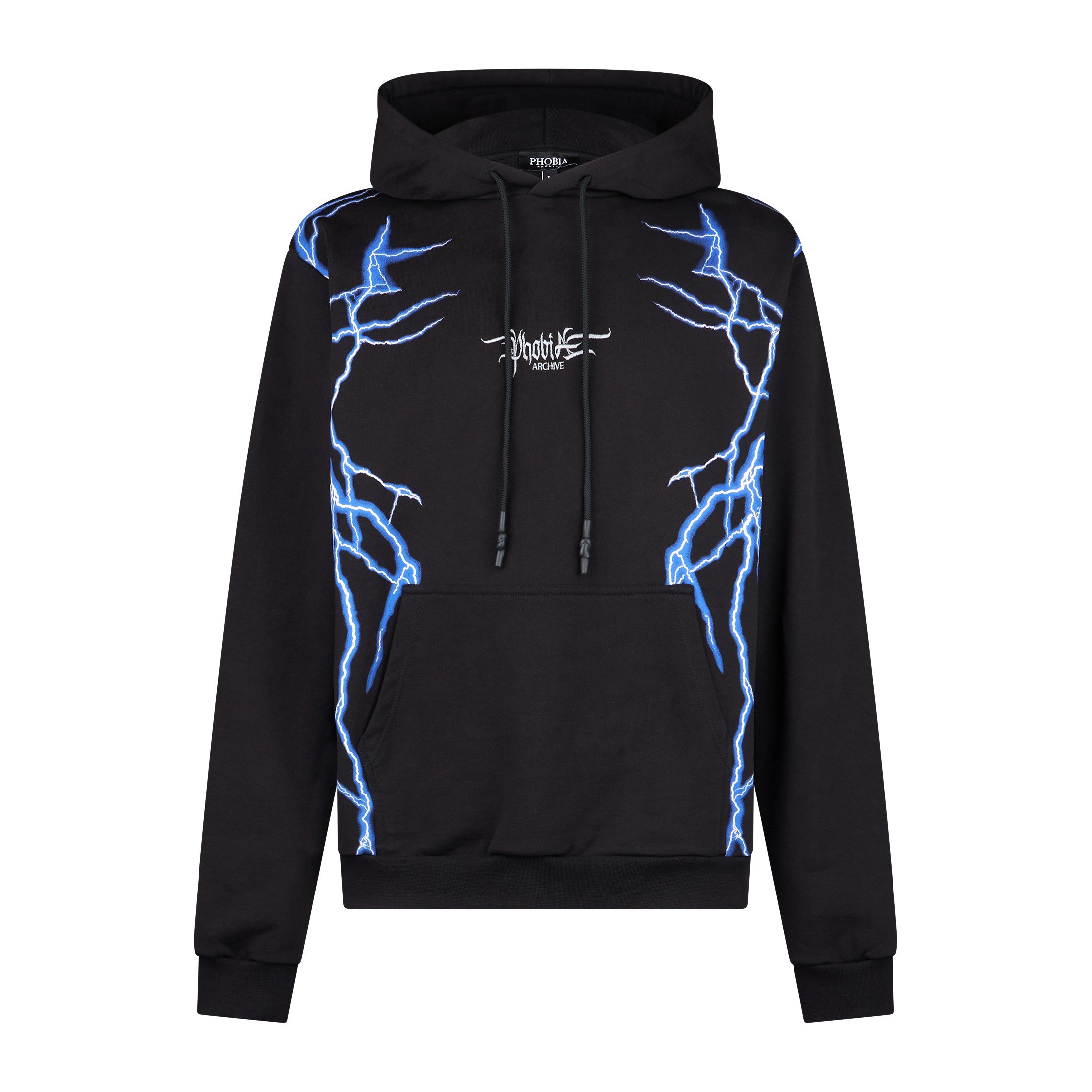 Phobia, Felpa Leggera Cappuccio Uomo New Lightning Hoodie, Black/blue