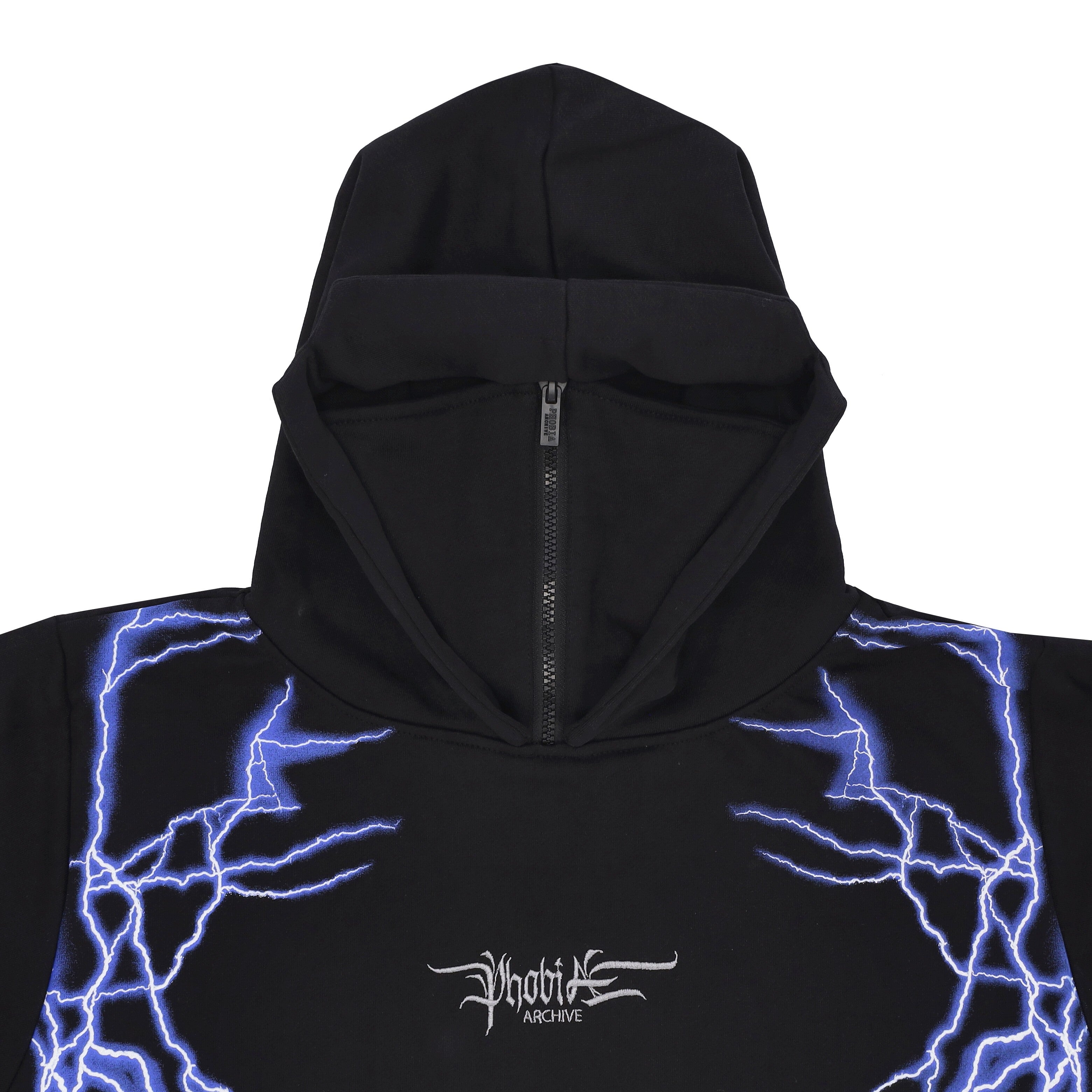 Phobia, Felpa Leggera Cappuccio Uomo New Lightning Balaclava Hoodie, 