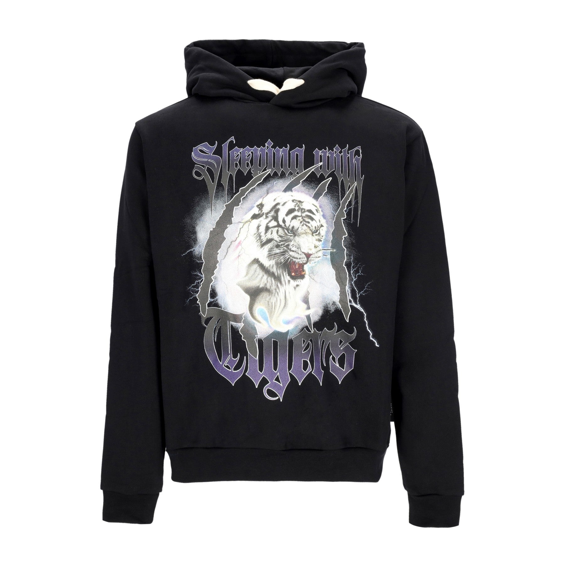 Phobia, Felpa Leggera Cappuccio Uomo Tiger Hoodie X Emis Killa, Black