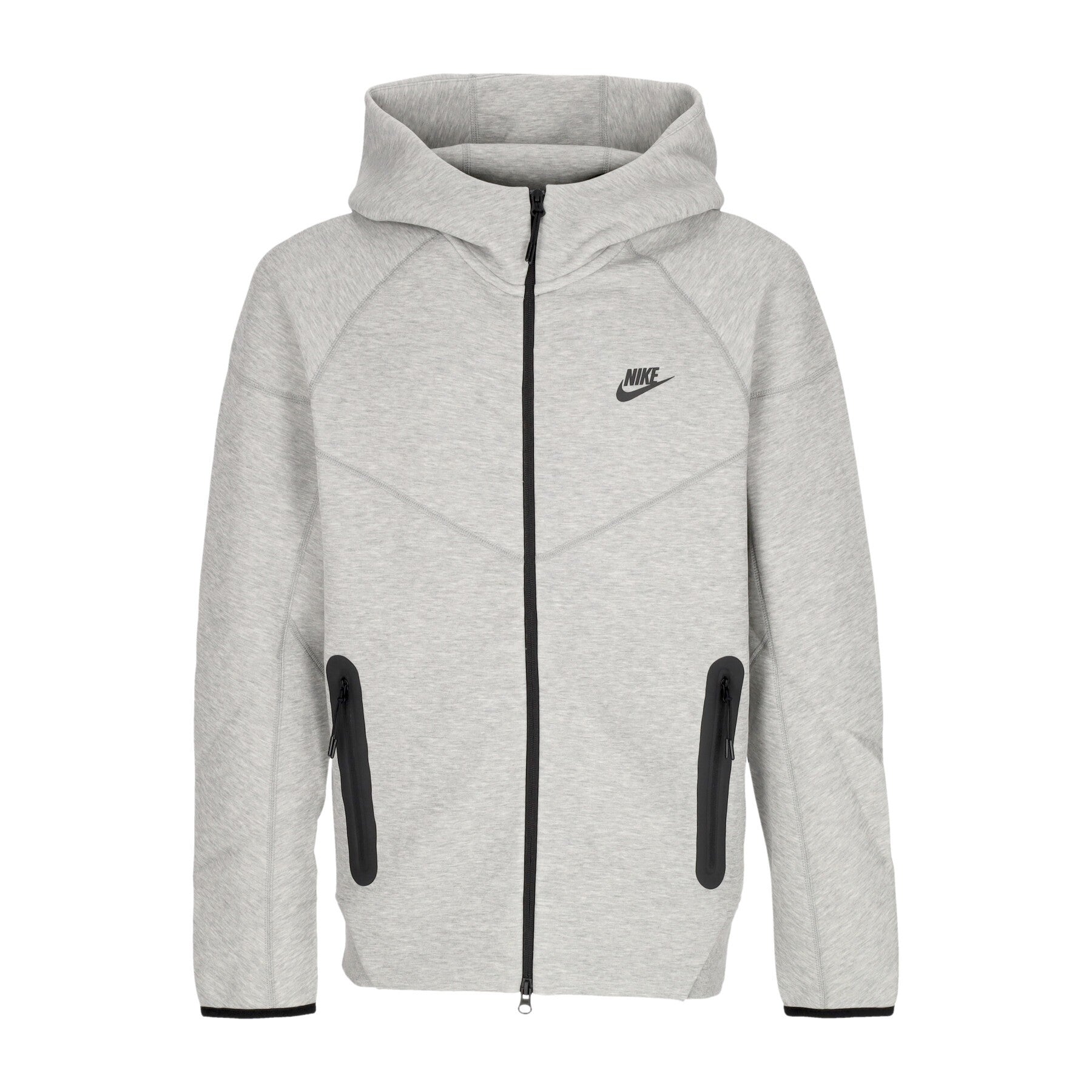 Nike, Felpa Leggera Cappuccio Zip Uomo Tech Fleece Full-zip Windrunner Hoodie, Dk Grey Heather/black