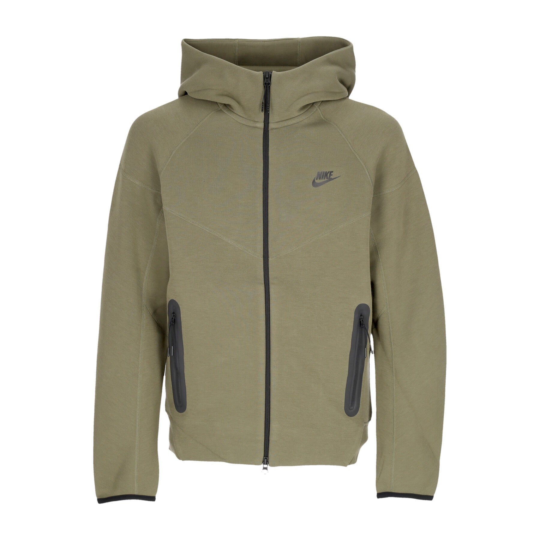 Nike, Felpa Leggera Cappuccio Zip Uomo Tech Fleece Full-zip Windrunner Hoodie, Medium Olive/black