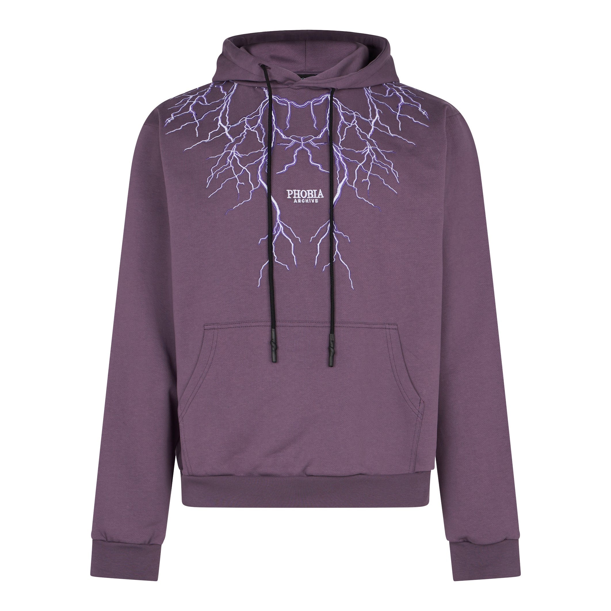 Phobia, Felpa Leggera Cappuccio Uomo Embroidery Lightning Hoodie, Purple