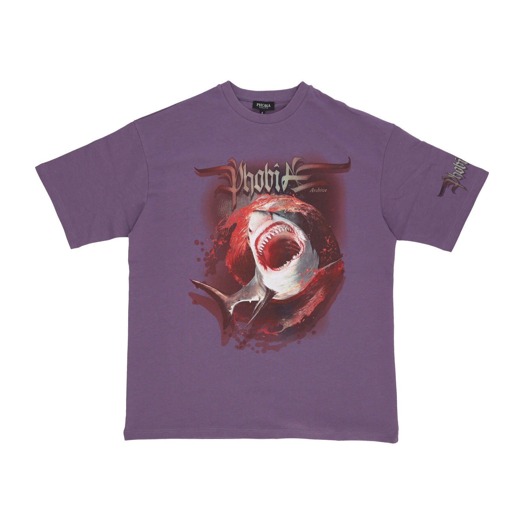 Phobia, Maglietta Uomo Shark Print Tee, Purple