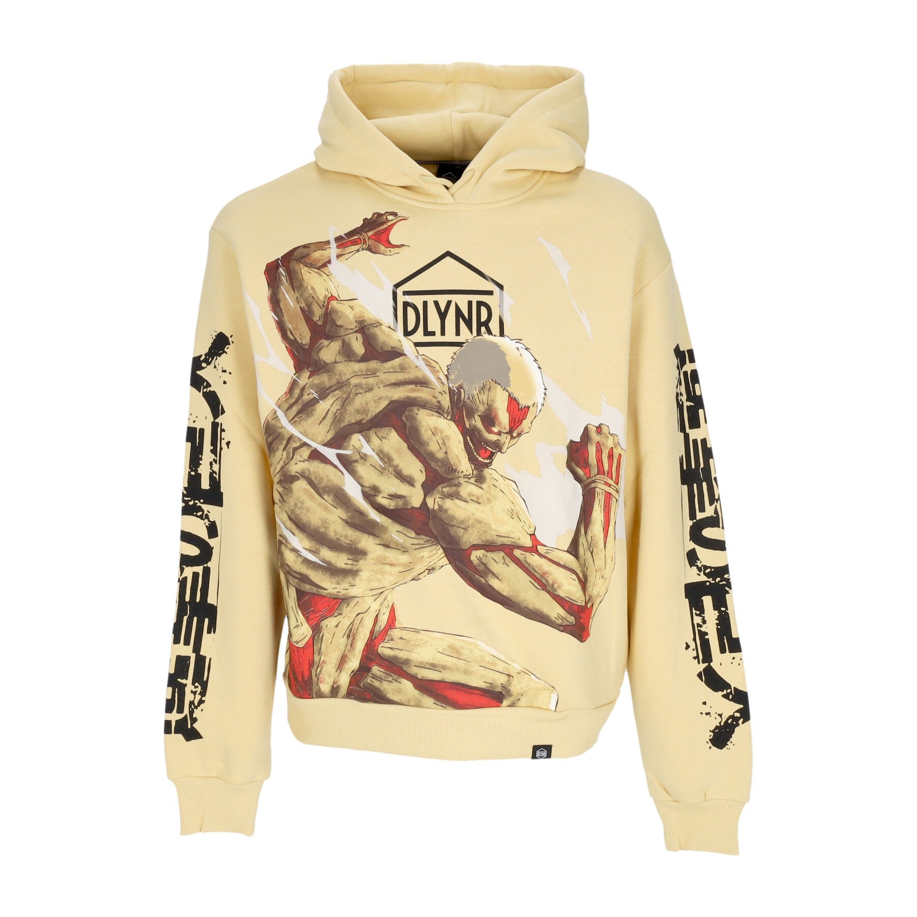 Dolly Noire, Felpa Cappuccio Uomo Armored Titan Hoodie X Attack On Titan, Beige