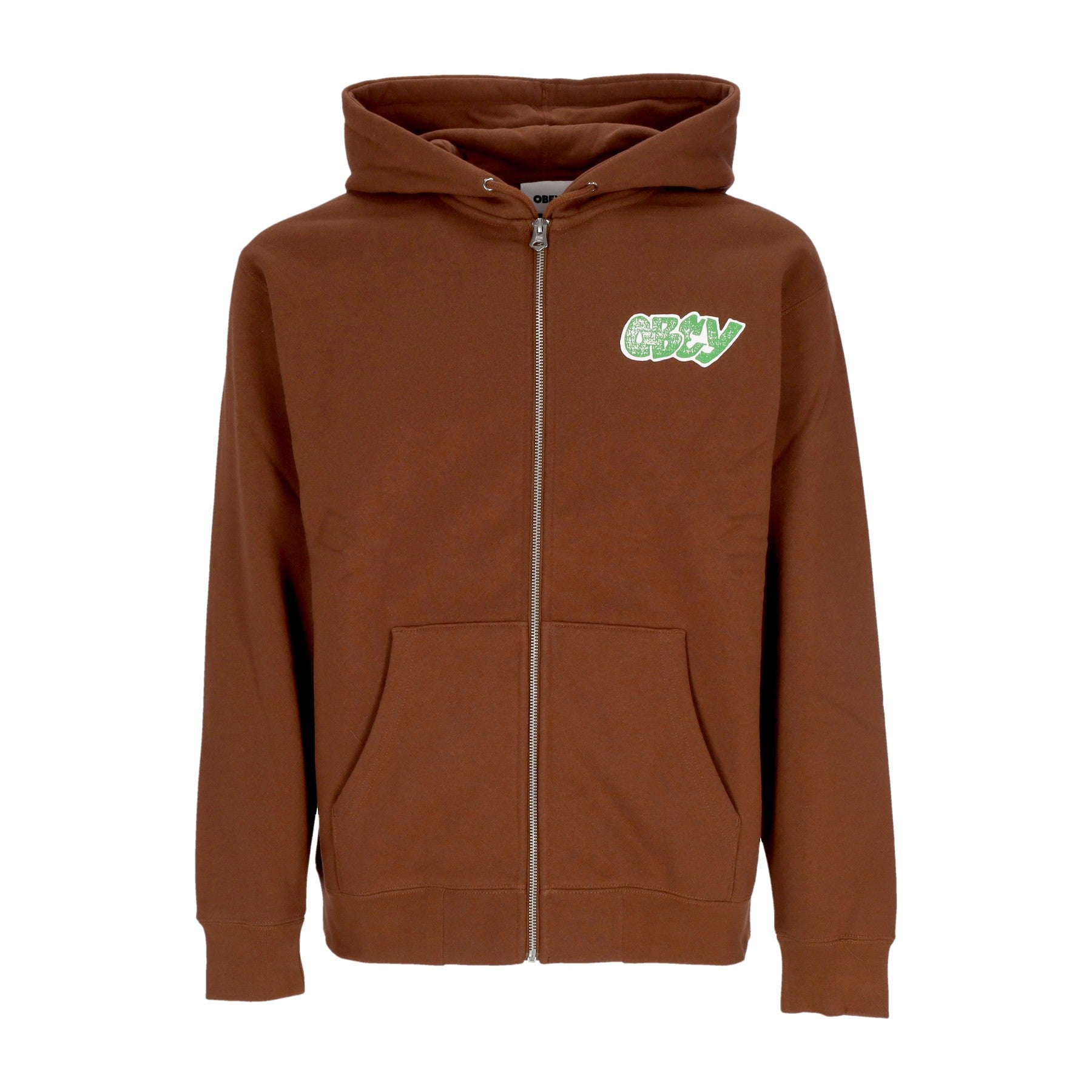 Obey, Felpa Cappuccio Zip Uomo City Watch Dog Premium Zip Hooded Fleece, 