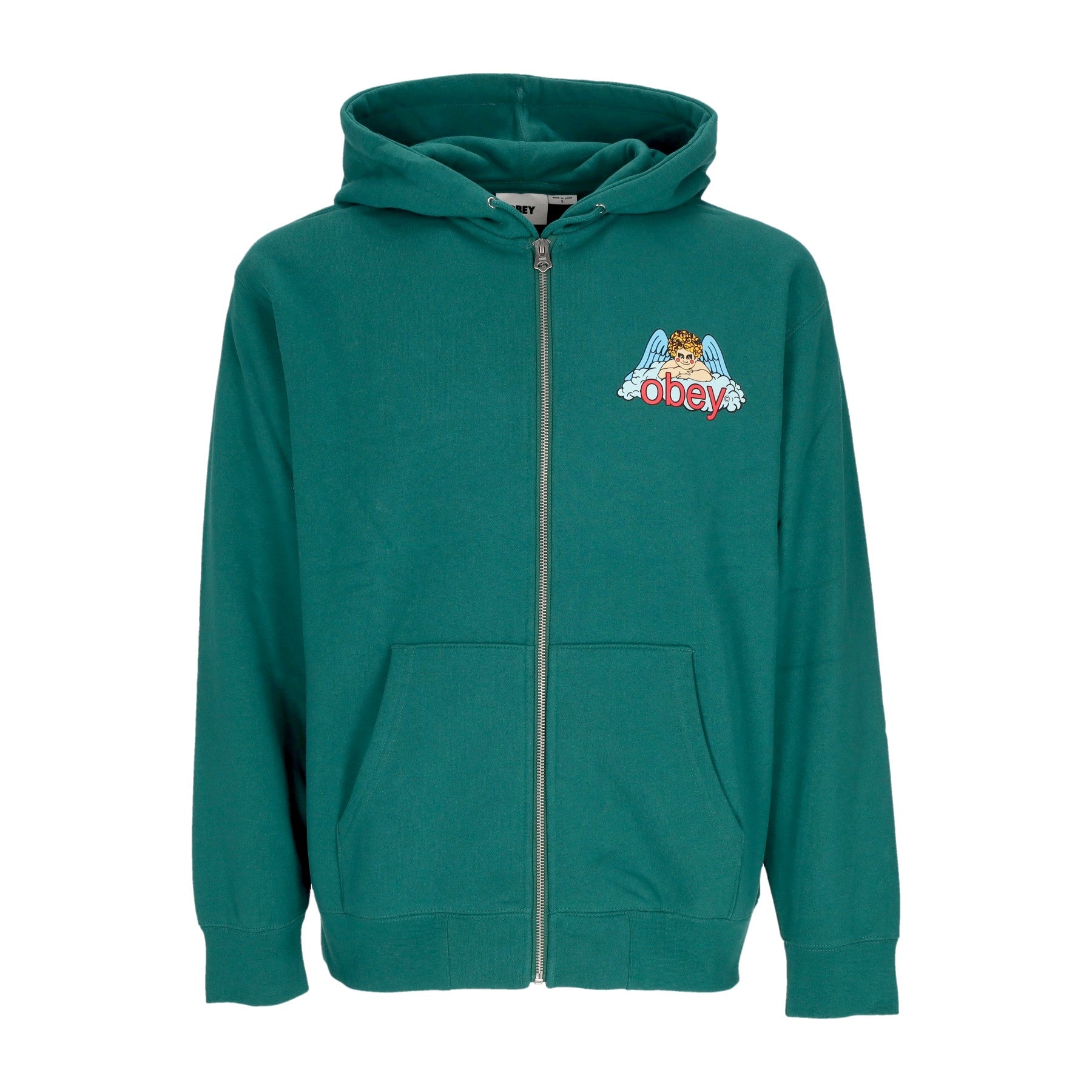 Obey, Felpa Cappuccio Zip Uomo Heaven Angel Premium Zip Hooded Fleece, 