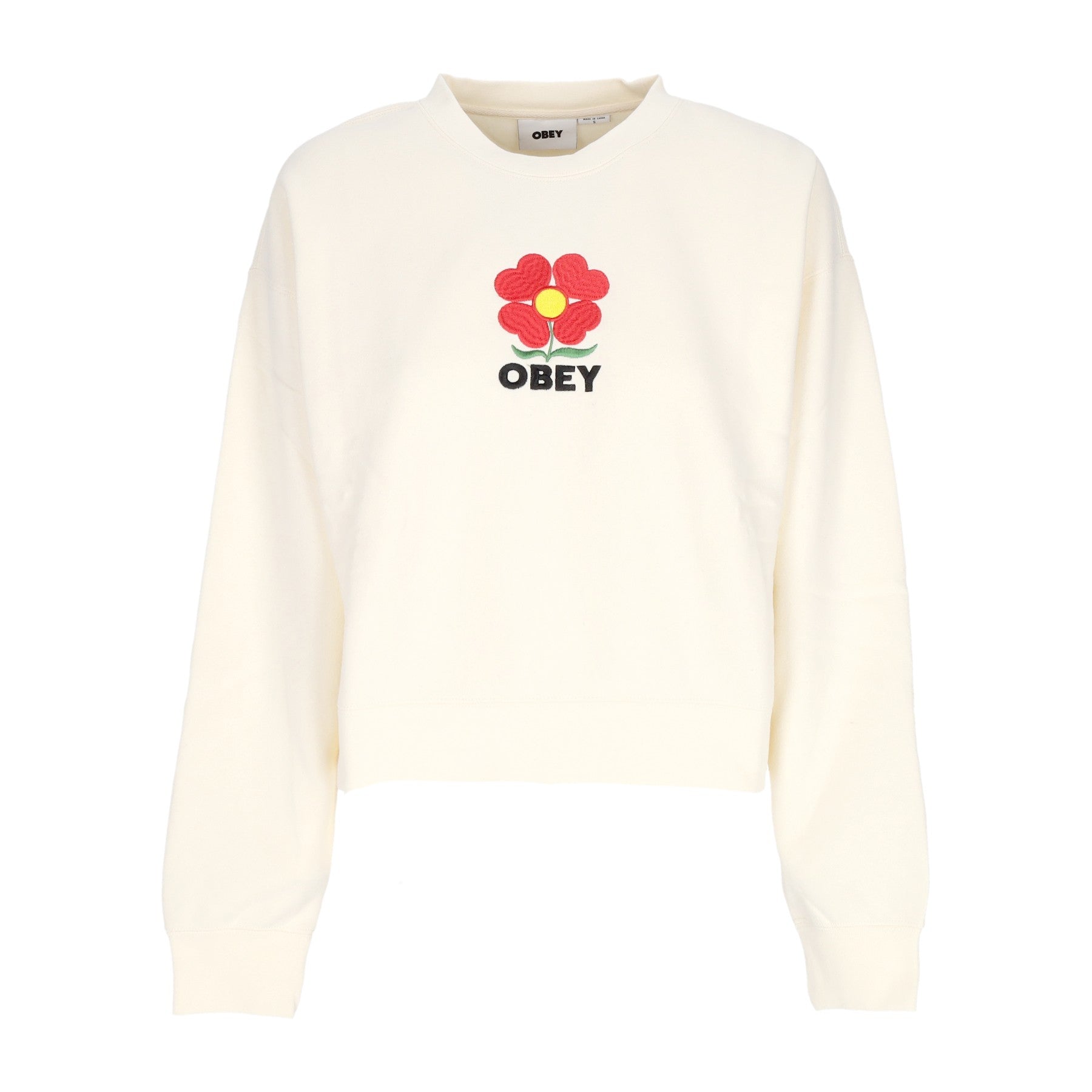 Obey, Felpa Girocollo Donna Amelia Crew Fleece, Unbleached