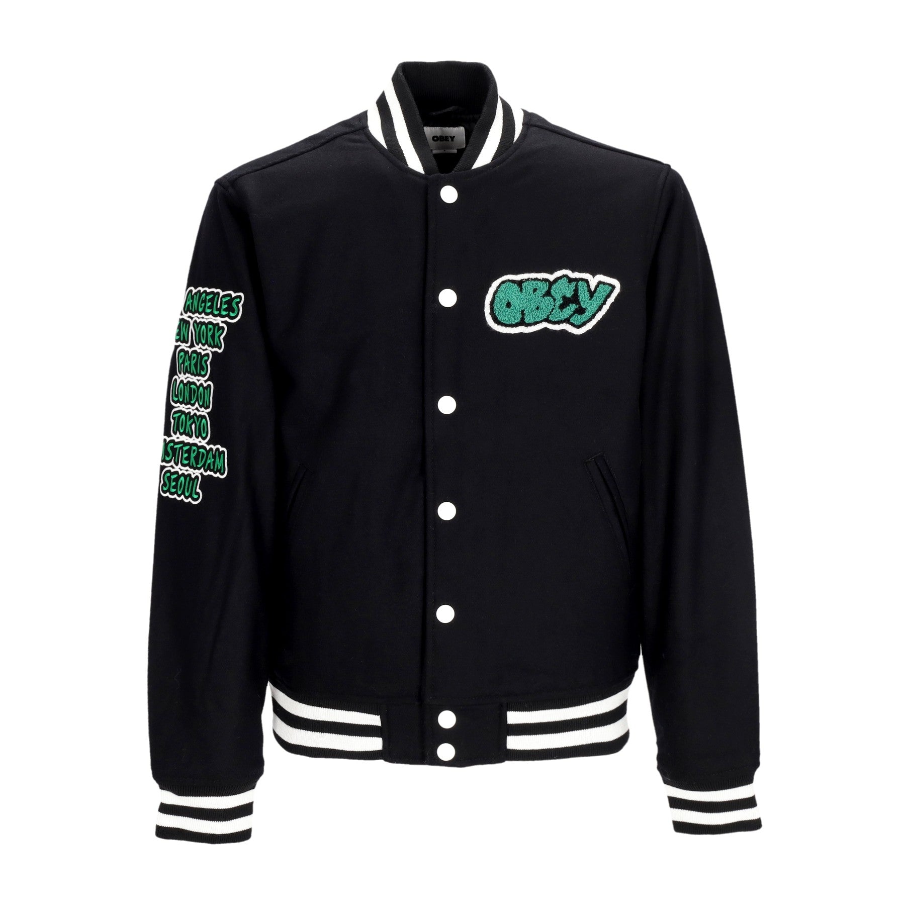 Obey, Giubbotto College Uomo Roll Call Varsity Jacket, Surf Blue