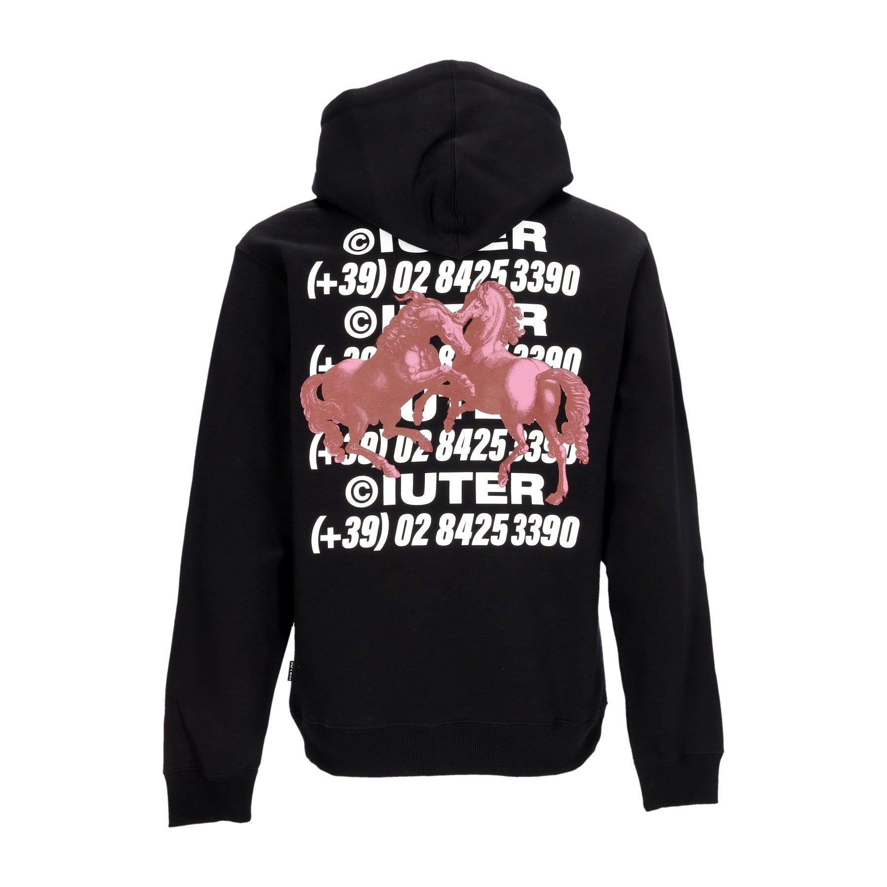 Iuter, Felpa Cappuccio Uomo Horses Hoodie, Black