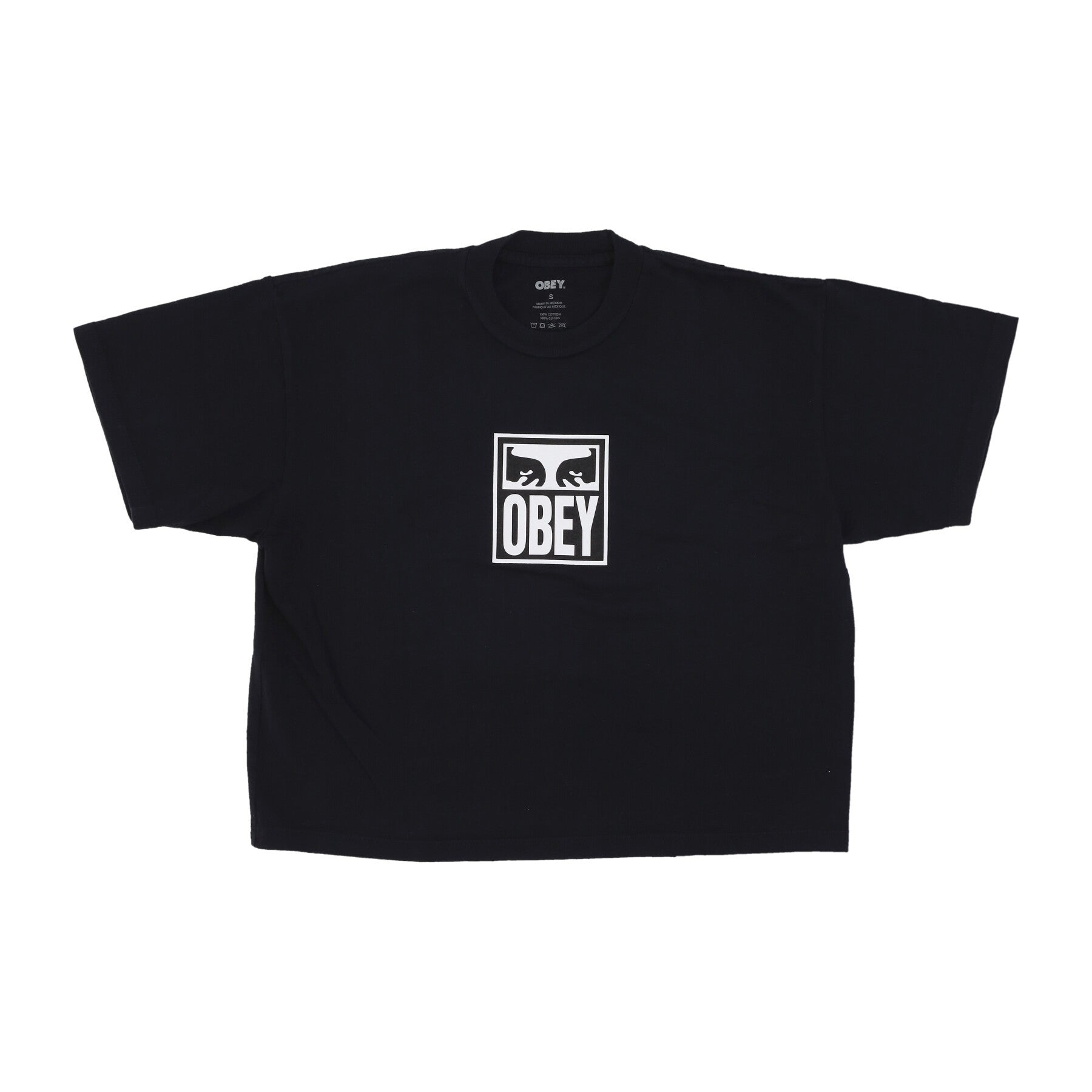 Obey, Maglietta Donna Eyes 2 Custom Crop Tee, Off Black