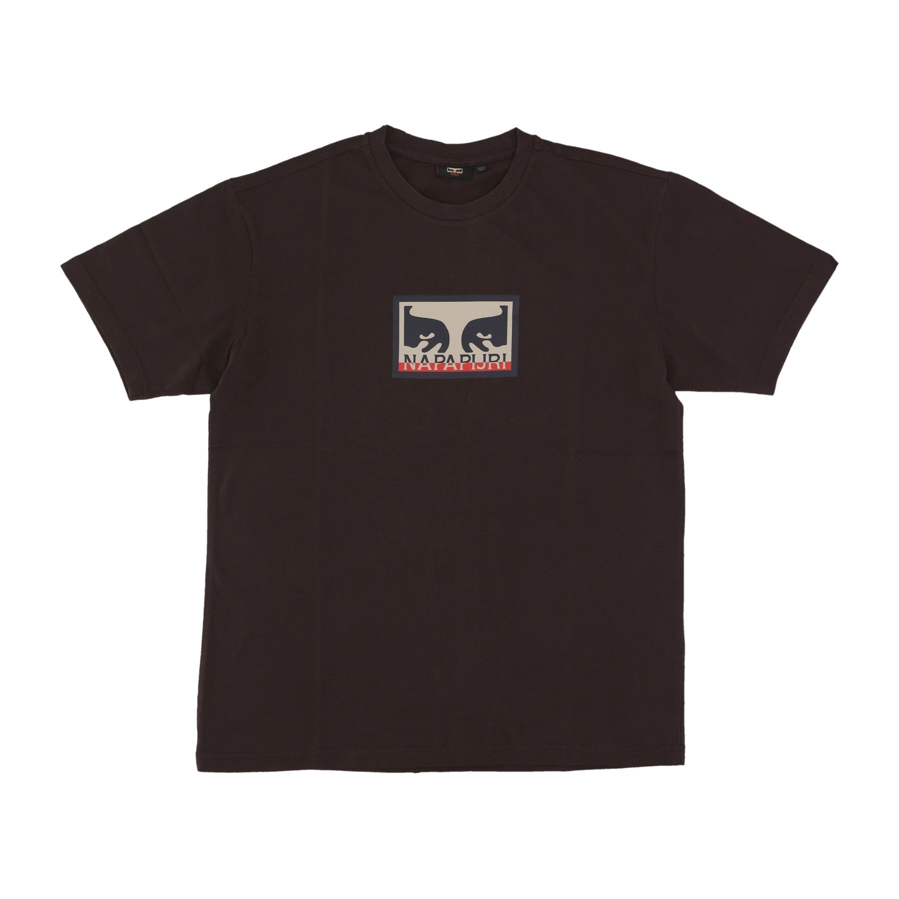 Obey, Maglietta Uomo Obey Tee X Napapijri, Dark Brown