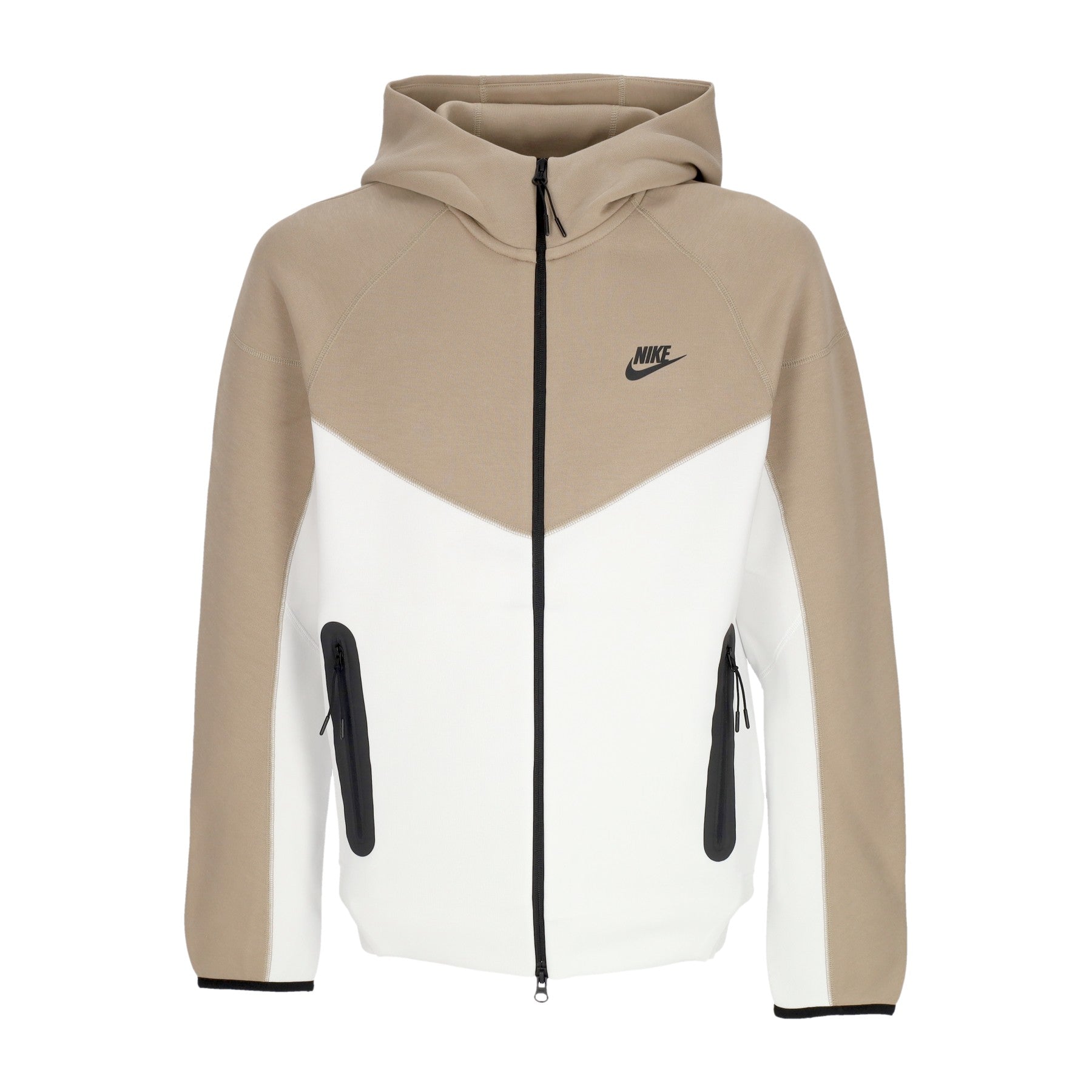 Nike, Felpa Leggera Cappuccio Zip Uomo Tech Fleece Full-zip Windrunner Hoodie, Summit White/khaki/black