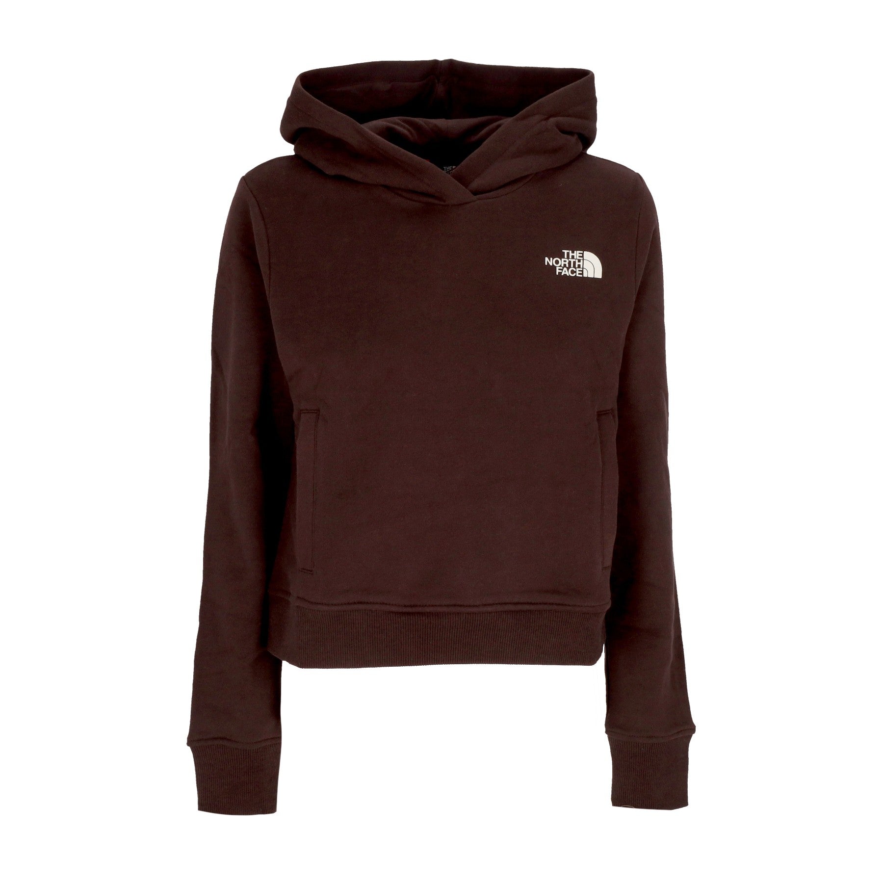 The North Face, Felpa Cappuccio Corta Donna W Nuptse Face Hoodie, Coal Brown