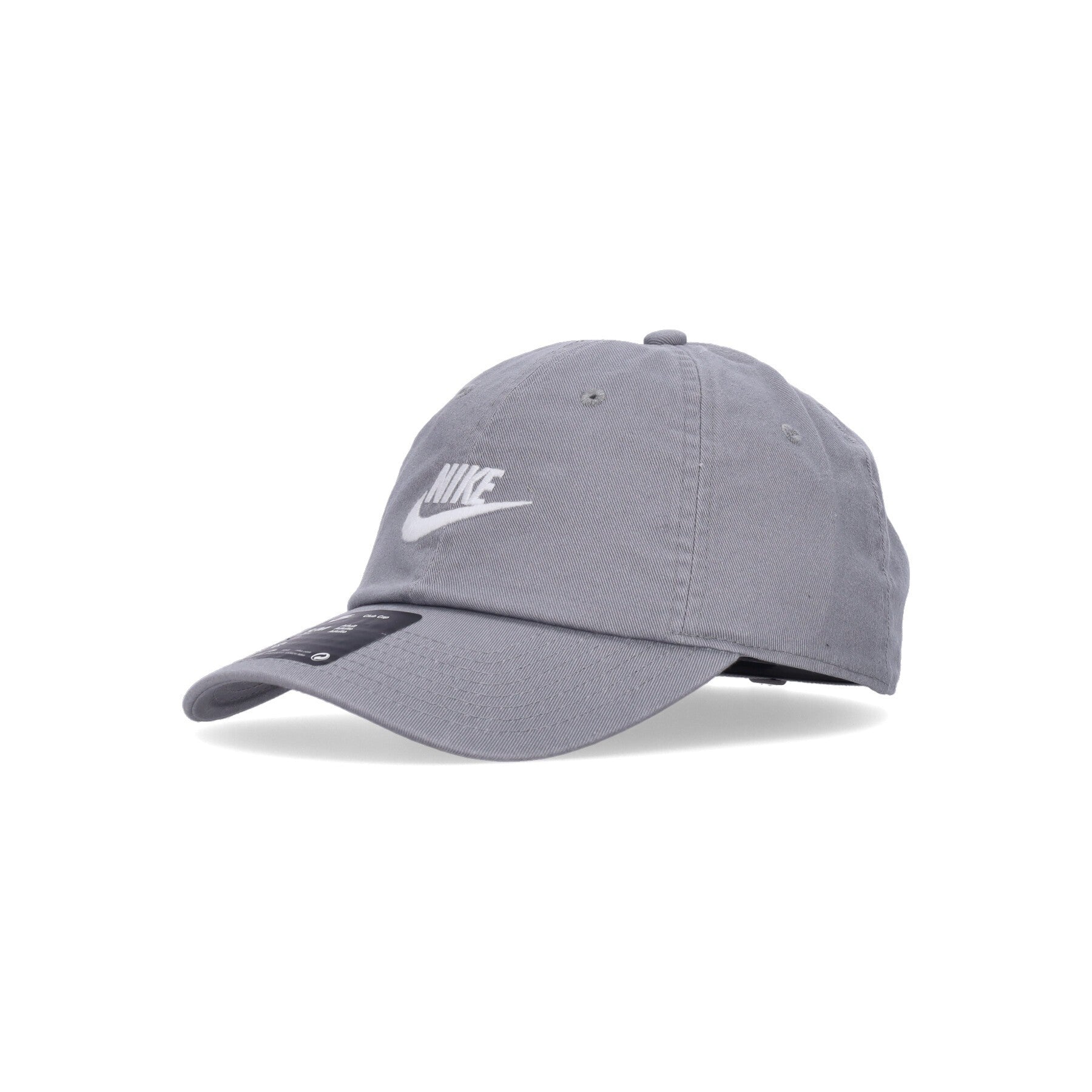 Nike, Cappellino Visiera Curva Uomo Club Futura Washed Cap, Particle Grey/white