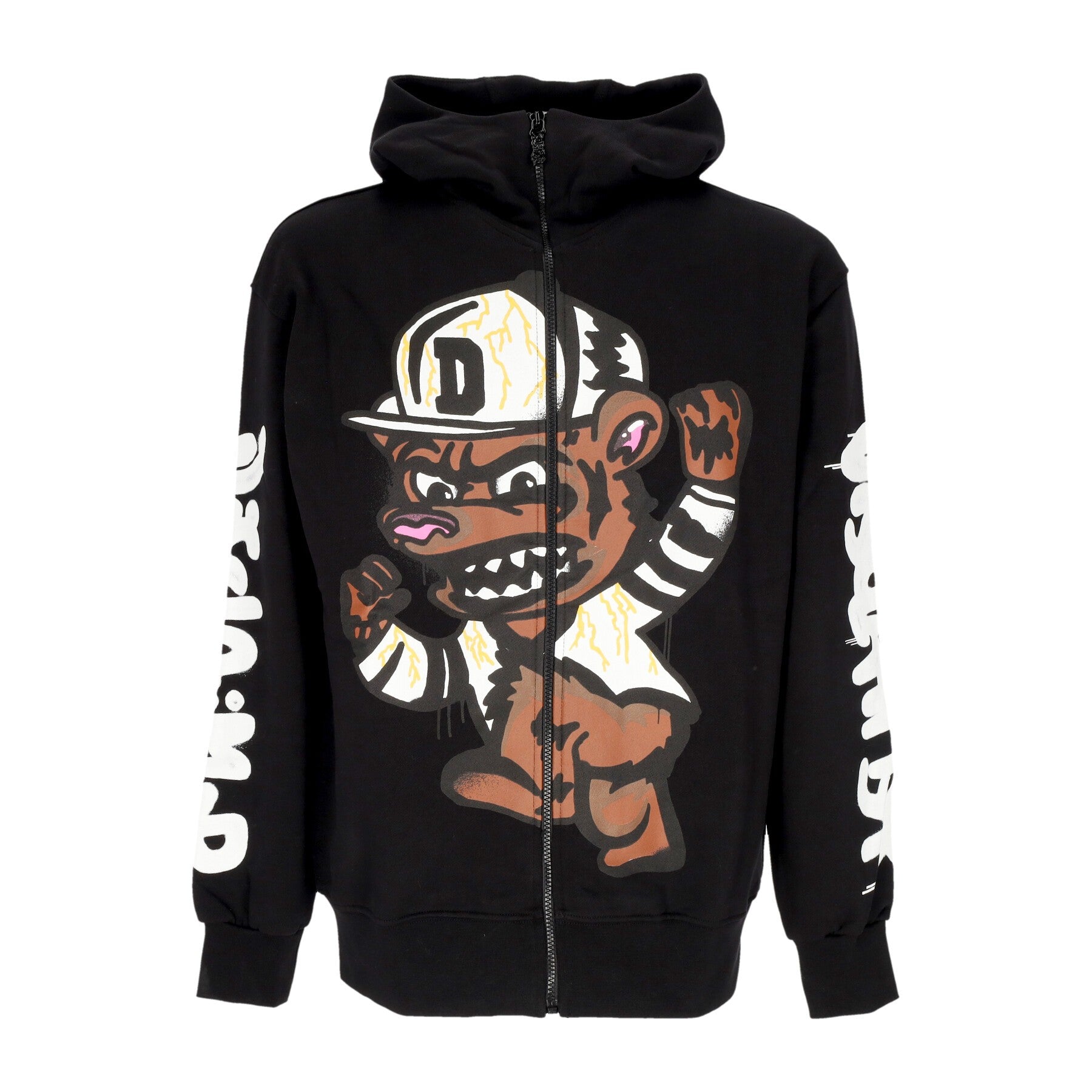 Disclaimer, Felpa Leggera Cappuccio Zip Uomo Wolf Full-zip Hoodie, Black