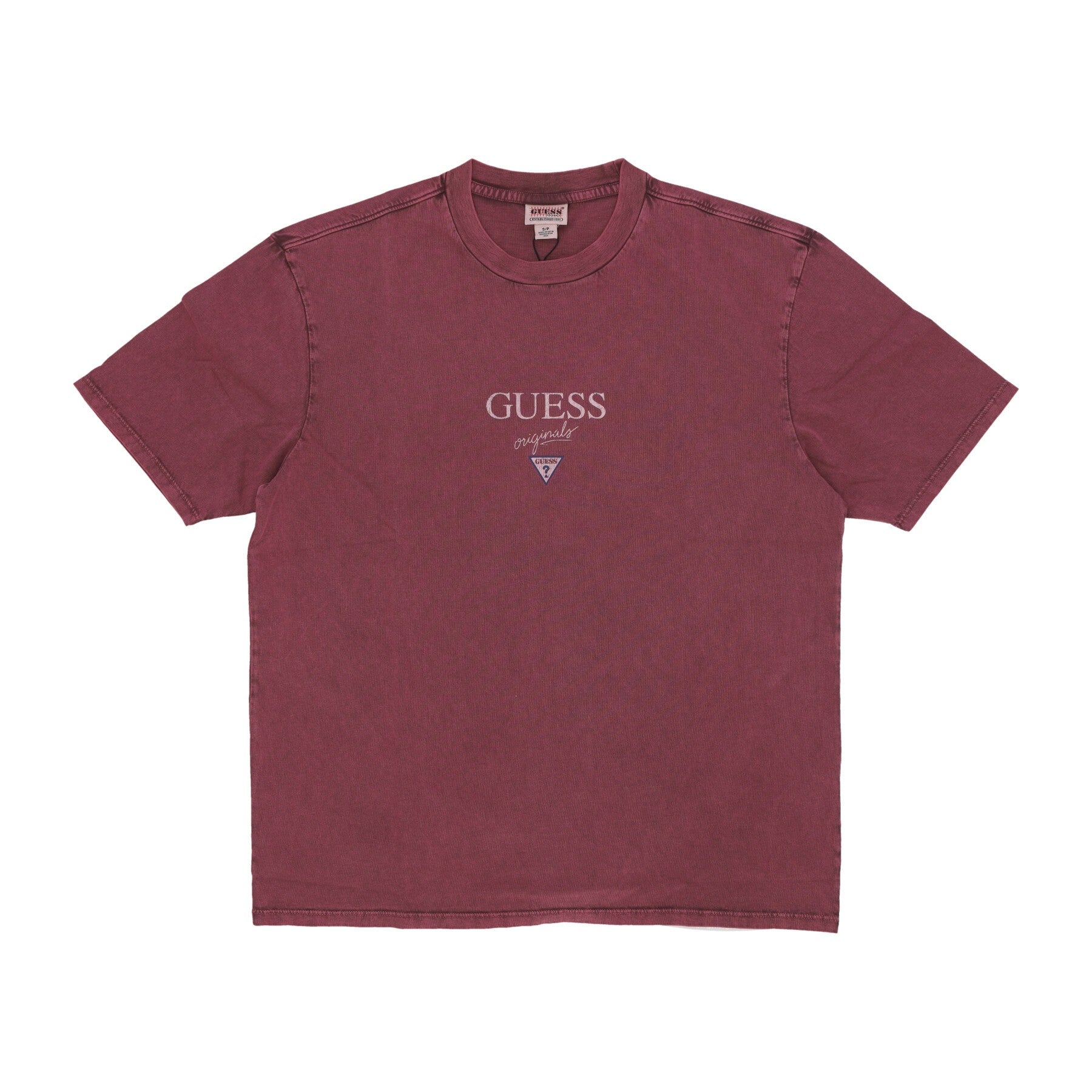 Guess Originals, Maglietta Uomo Go Printed Baker Logo Tee, Distressed Damson Multi