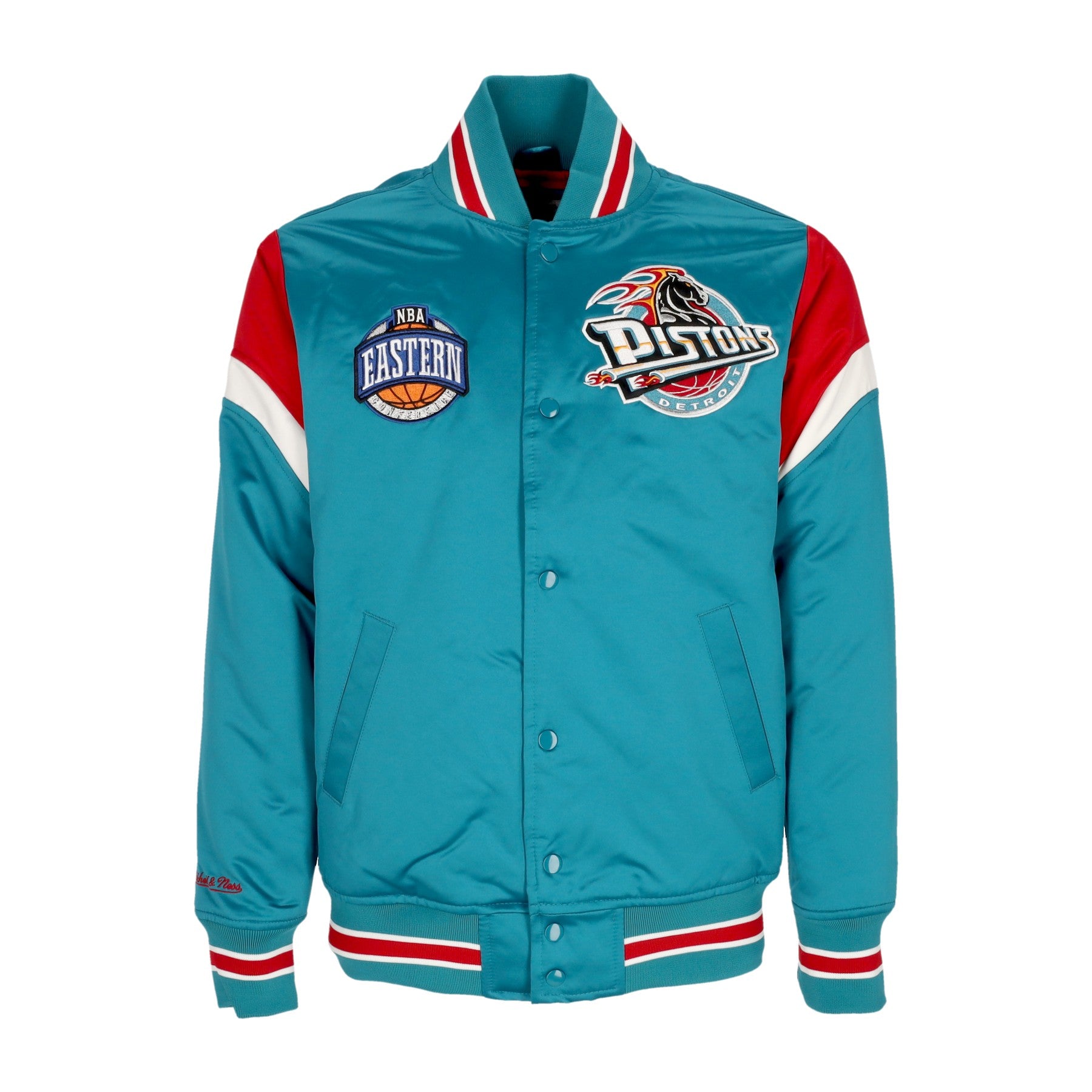 Mitchell & Ness, Giubbotto Bomber Uomo Nba Heavyweight Satin Jacket Detpis, Original Team Colors