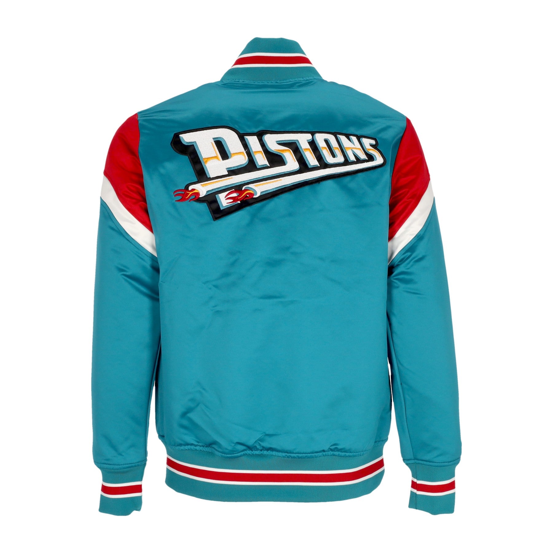 Mitchell & Ness, Giubbotto Bomber Uomo Nba Heavyweight Satin Jacket Detpis, 