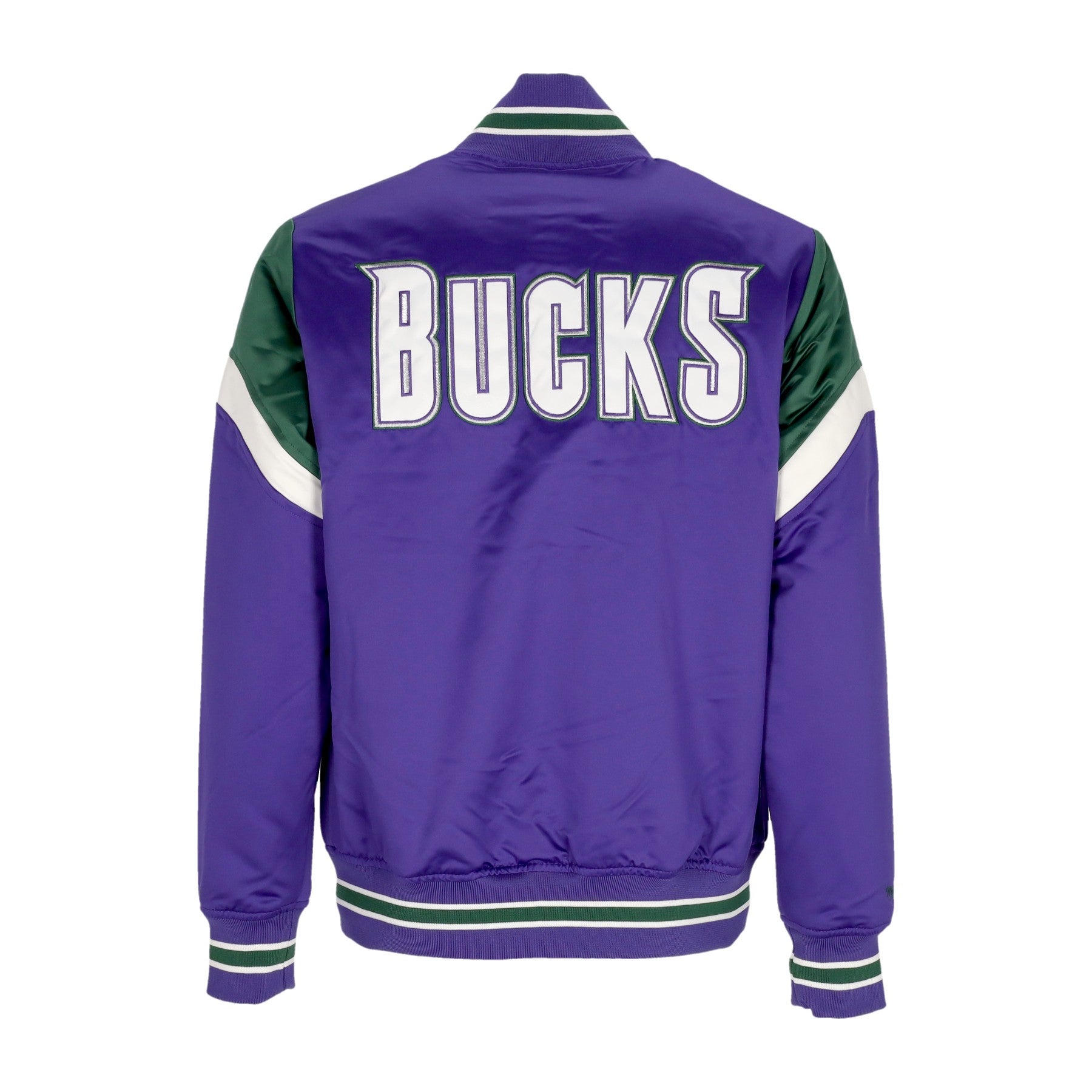 Mitchell & Ness, Giubbotto Bomber Uomo Nba Heavyweight Satin Jacket Milbuc, 