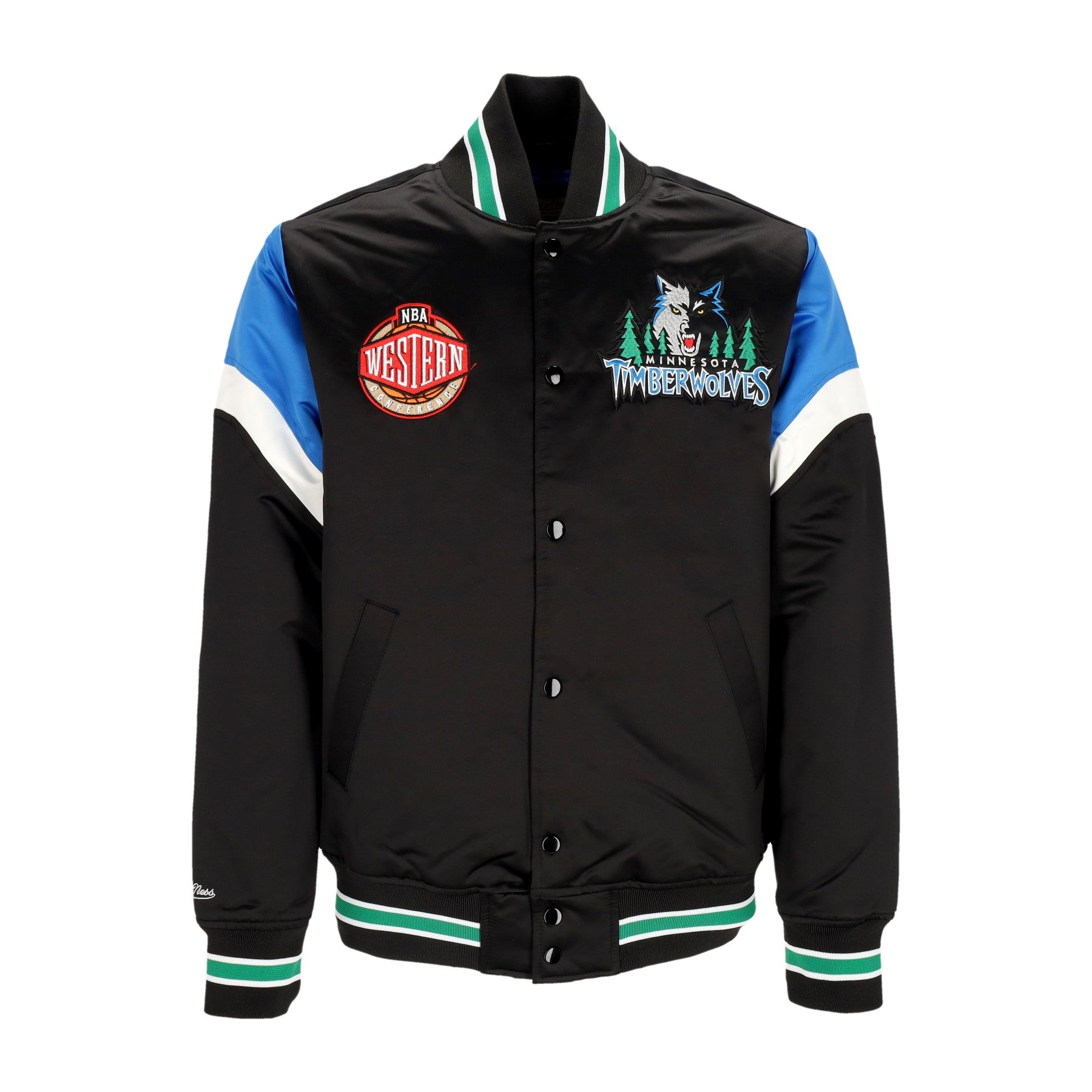 Mitchell & Ness, Giubbotto Bomber Uomo Nba Heavyweight Satin Jacket Mintim, Original Team Colors