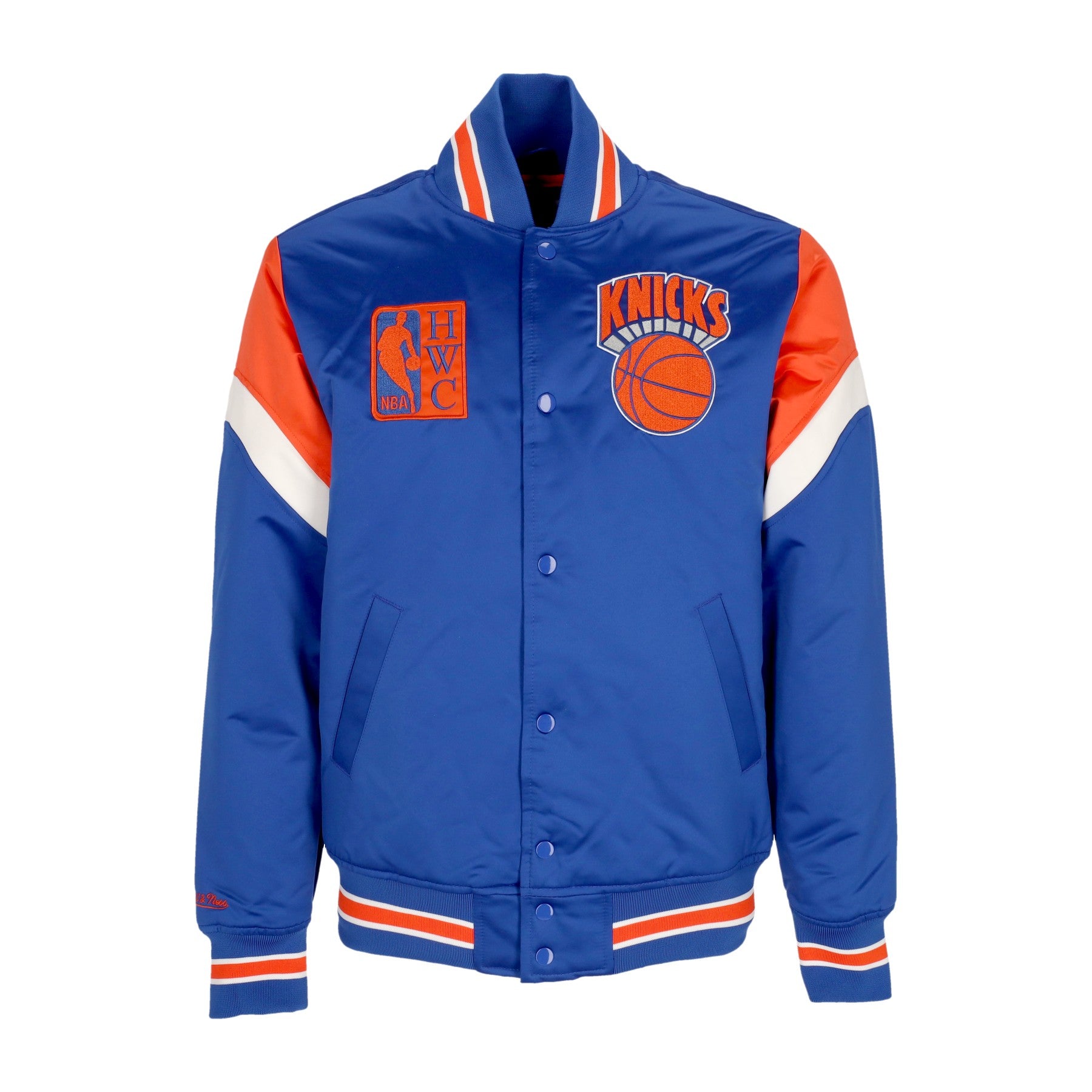 Mitchell & Ness, Giubbotto Bomber Uomo Nba Heavyweight Satin Jacket Neykni, Original Team Colors