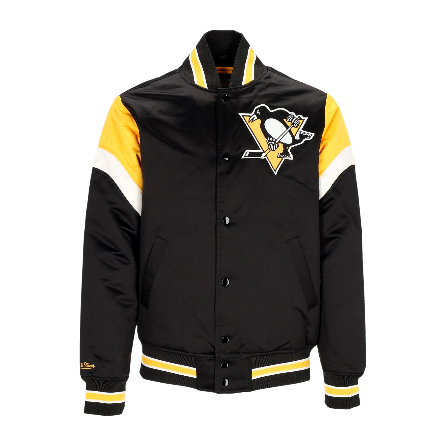 Mitchell & Ness, Giubbotto Bomber Uomo Nhl Heavyweight Satin Jacket Pitpen, Original Team Colors