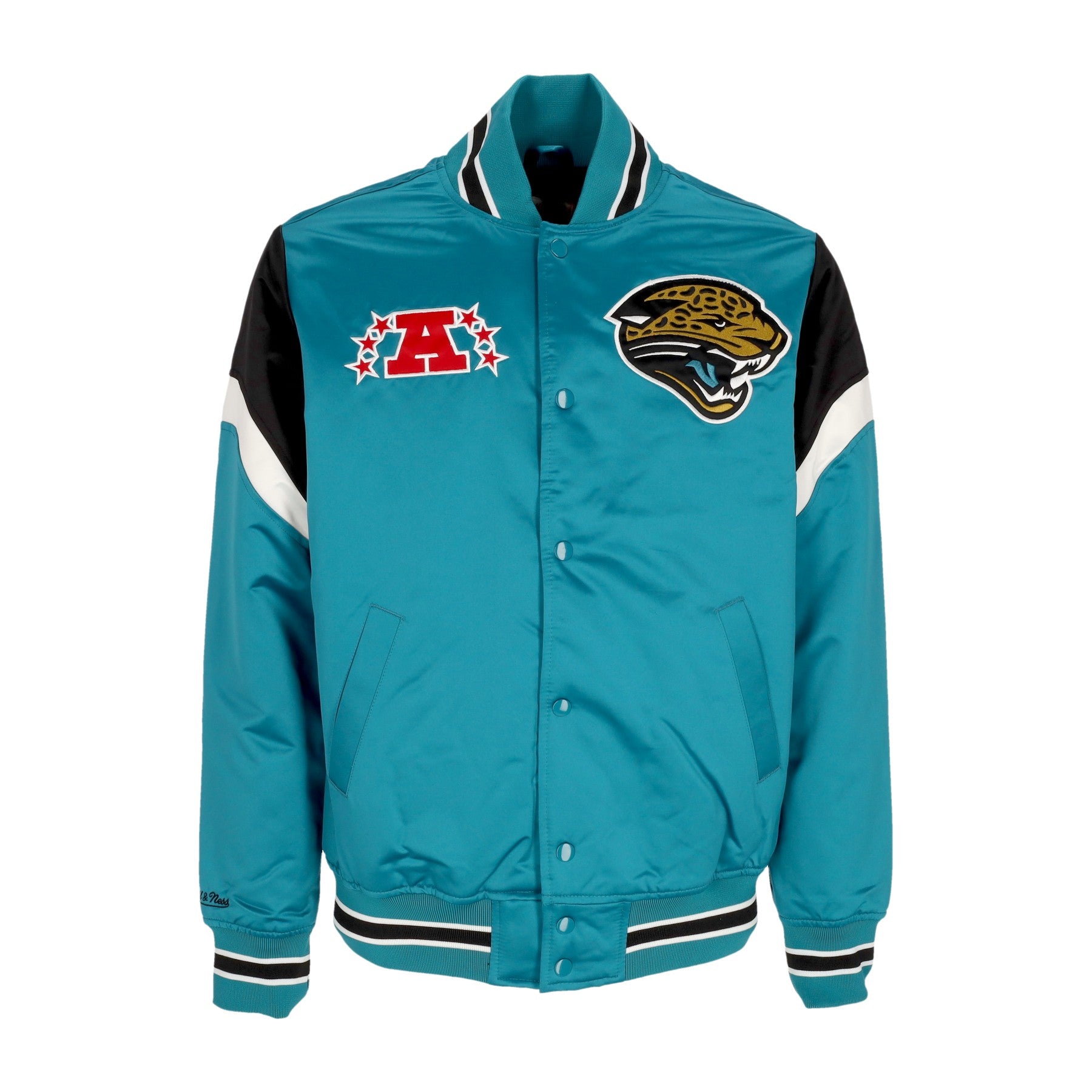 Mitchell & Ness, Giubbotto Bomber Uomo Nfl Heavyweight Satin Jacket Jacjag, Original Team Colors