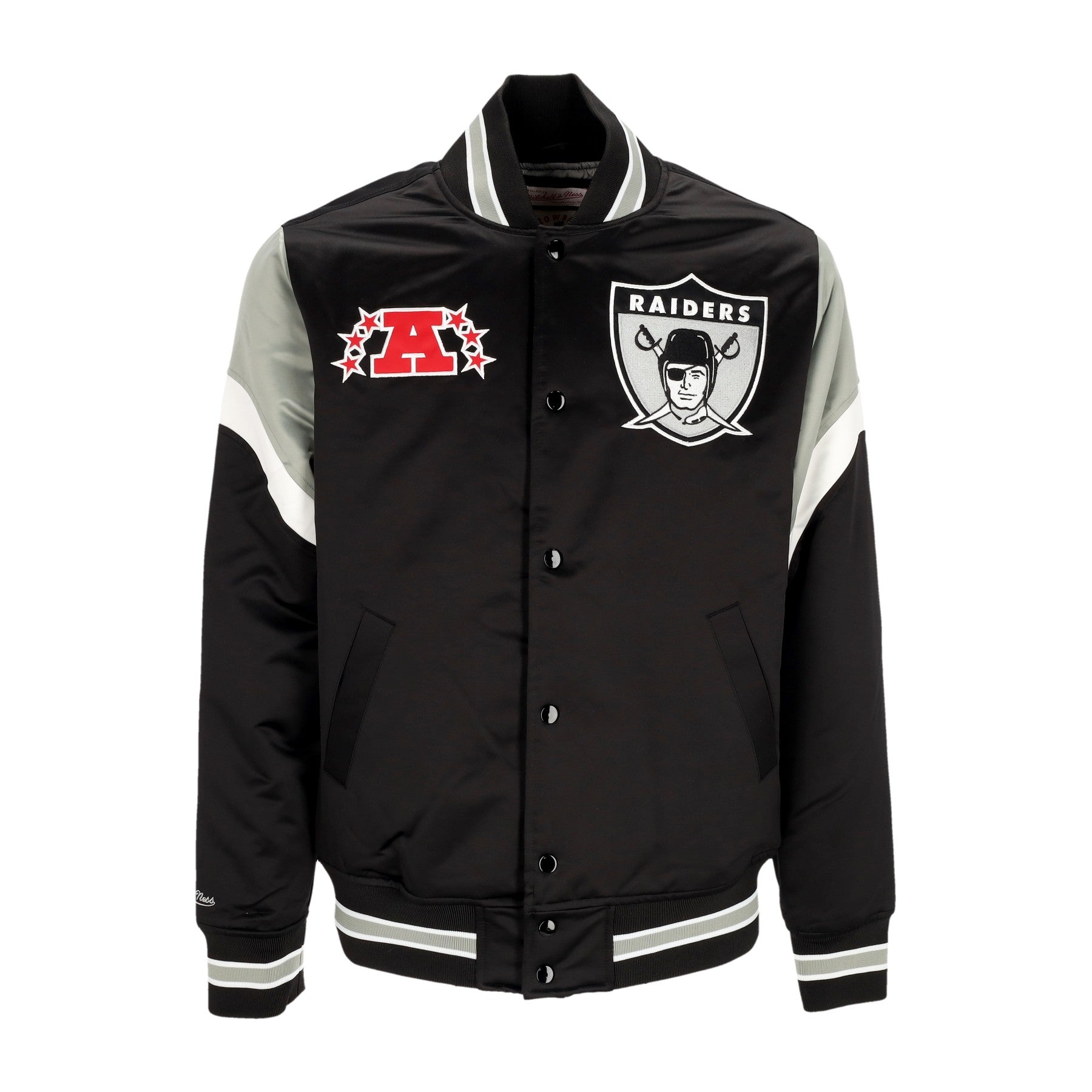 Mitchell & Ness, Giubbotto Bomber Uomo Nfl Heavyweight Satin Jacket Oakrai, Original Team Colors