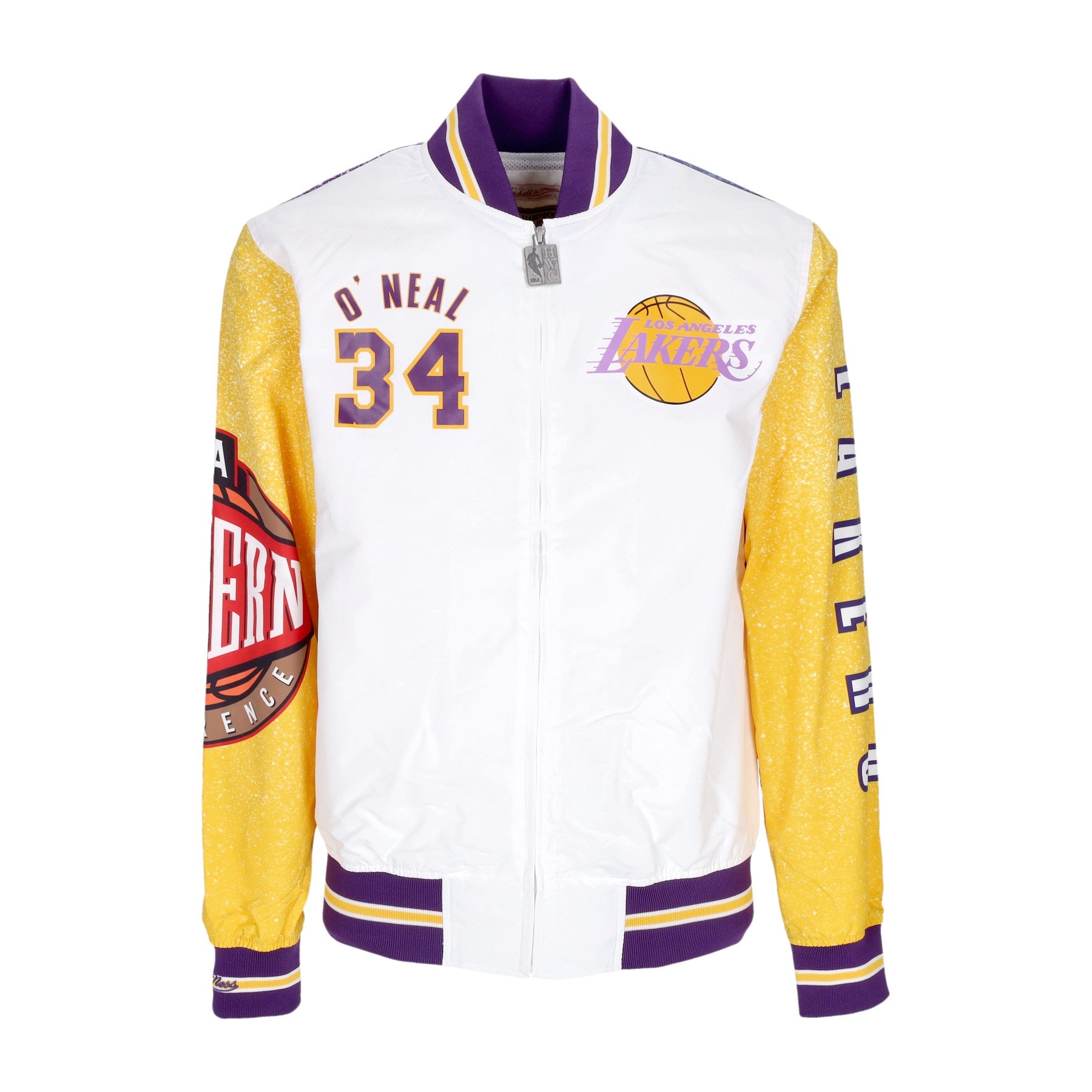 Mitchell & Ness, Giubbotto Bomber Uomo Nba Burst Warm Up Jacket No 34 Shaquille O'neal Loslak, Multi/white