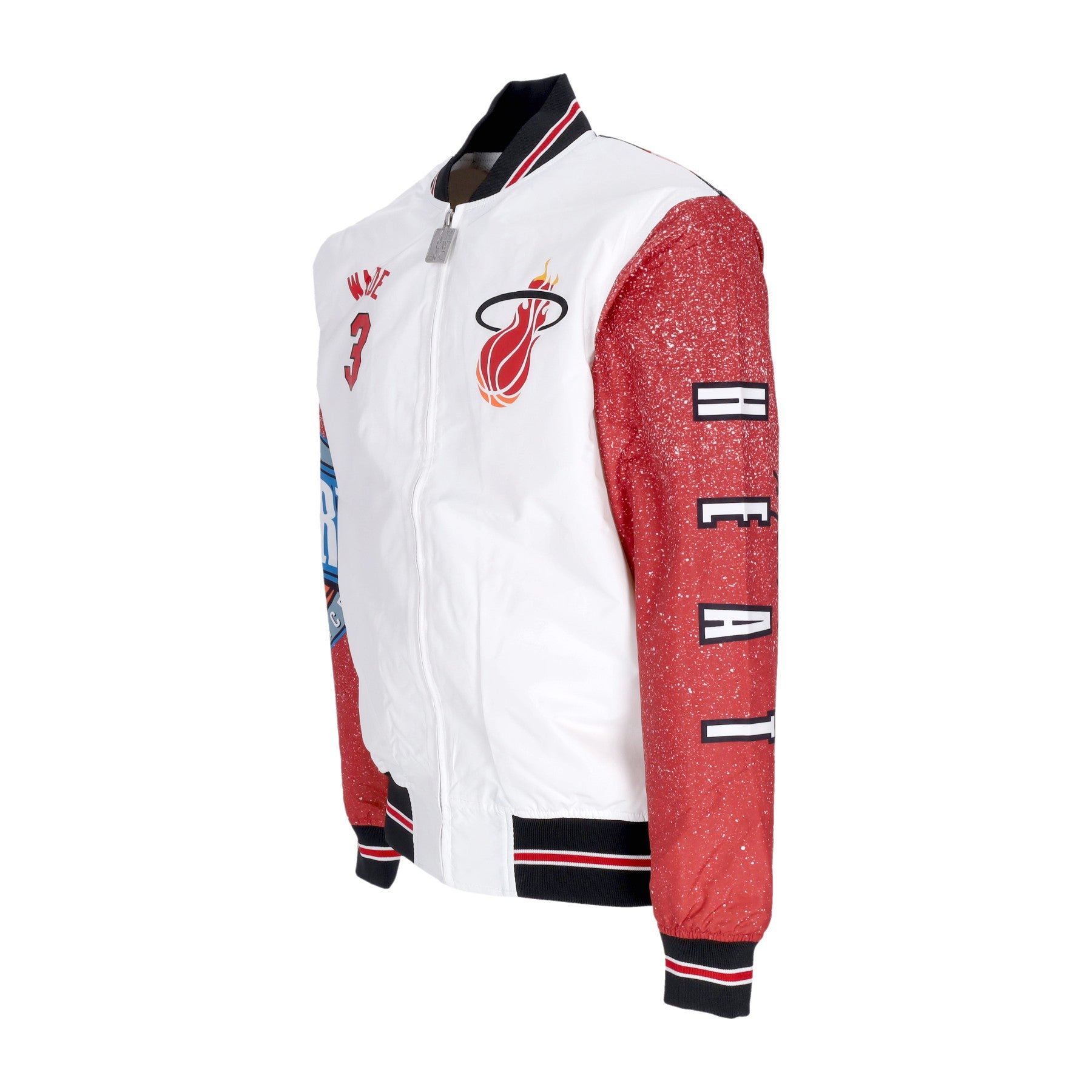 Mitchell & Ness, Giubbotto Bomber Uomo Nba Burst Warm Up Jacket No 3 Dwyane Wade Miahea, 