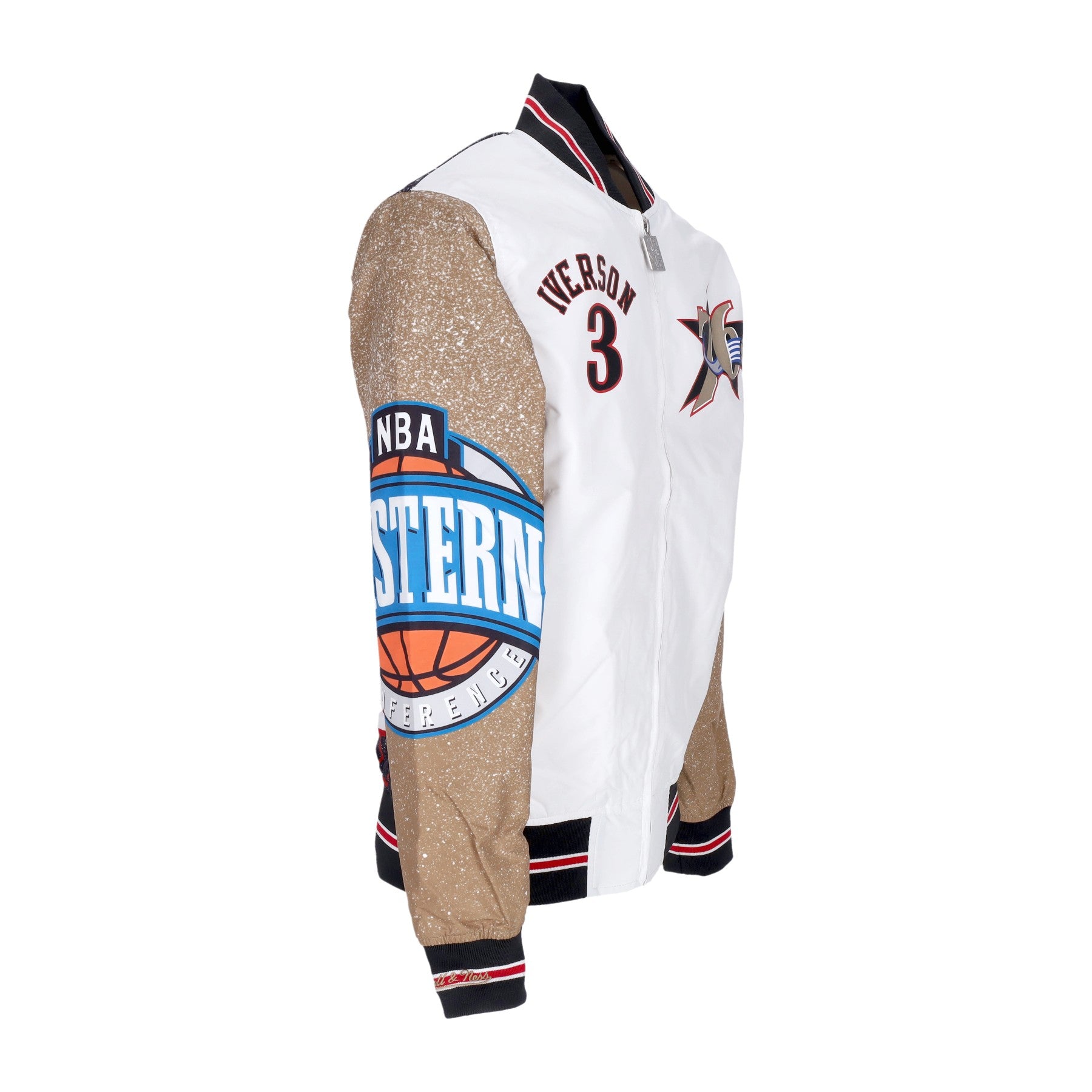 Mitchell & Ness, Giubbotto Bomber Uomo Nba Burst Warm Up Jacket No 3 Allen Iverson Phi76e, 