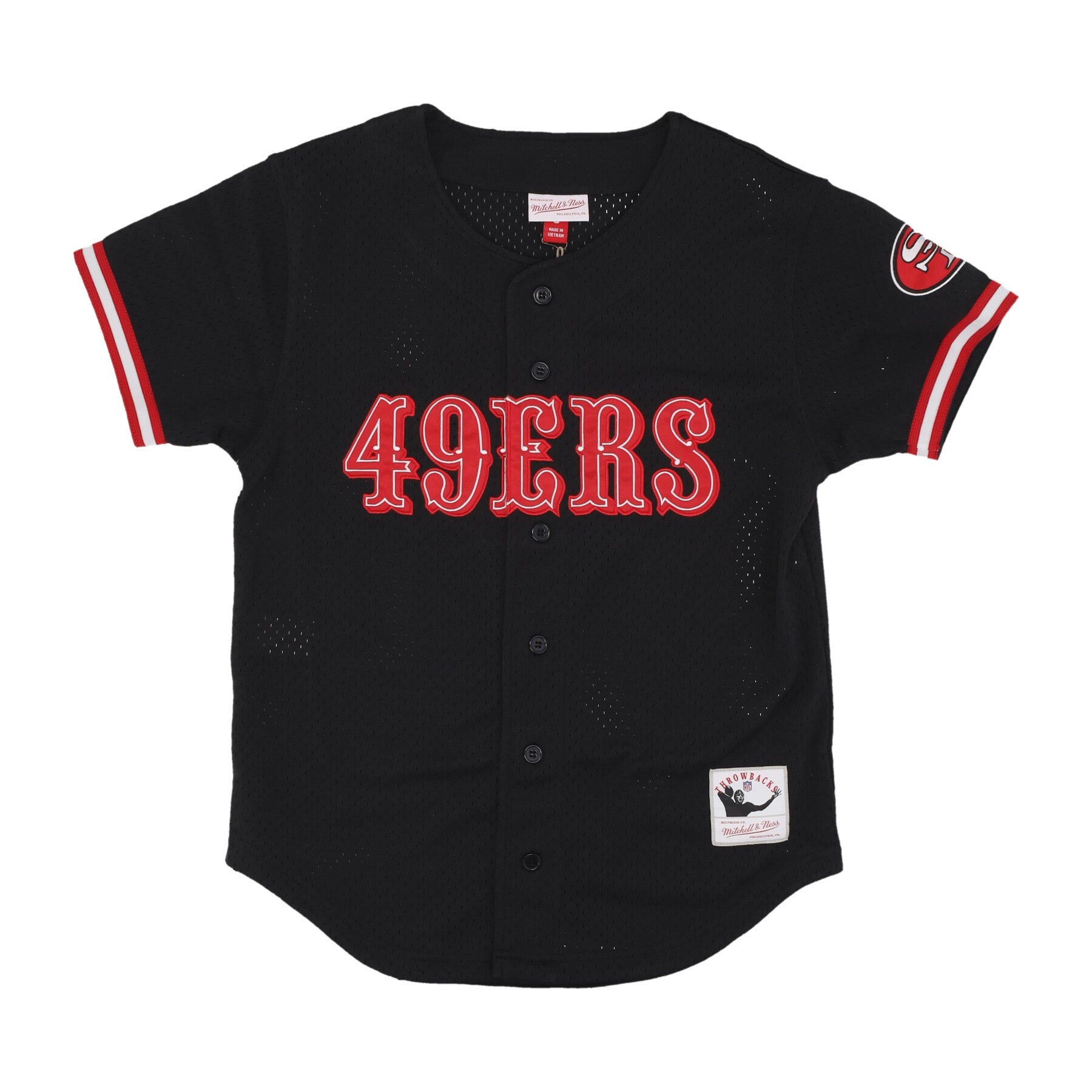 Mitchell & Ness, Casacca Bottoni Uomo Nfl On The Clock Mesh Button Front Saf49e, Black